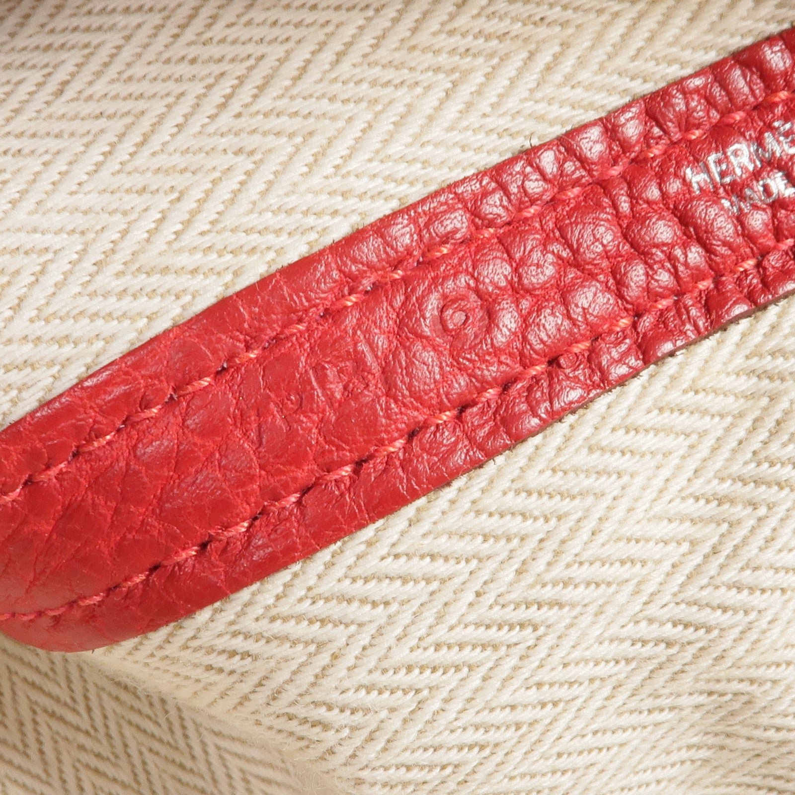 HERMES Negonda皮革Garden Party PM銀扣手挽袋Rouge Casaque