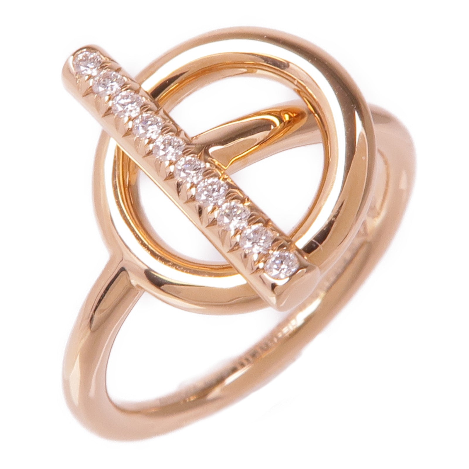 HERMES 18K玫瑰金Echappee Ring鑽石戒指Hermes#50 US#5.5