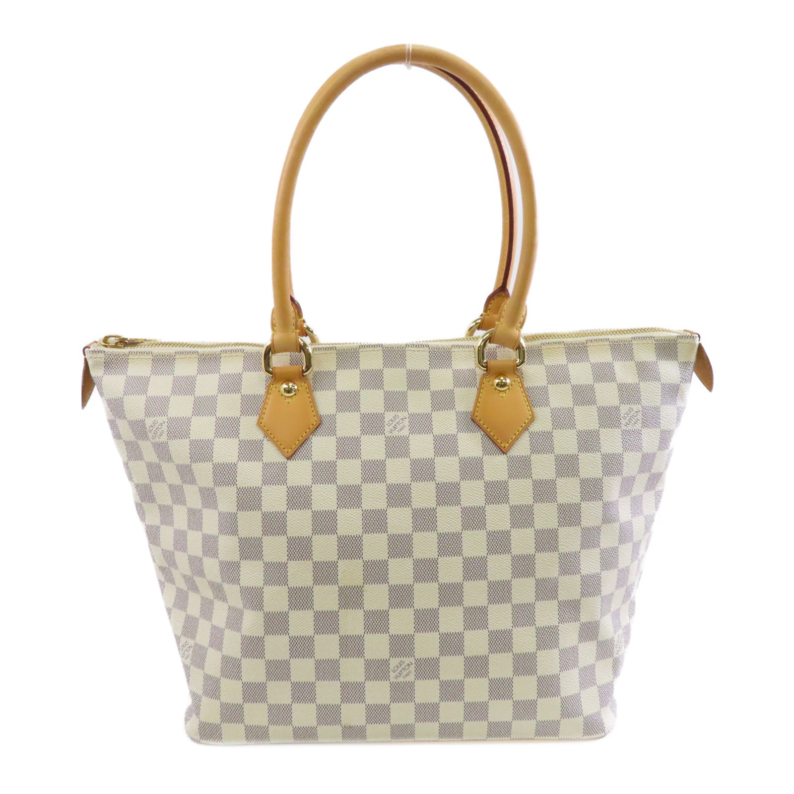LOUIS VUITTON Damier Azur Saleya MM金扣肩背袋米色