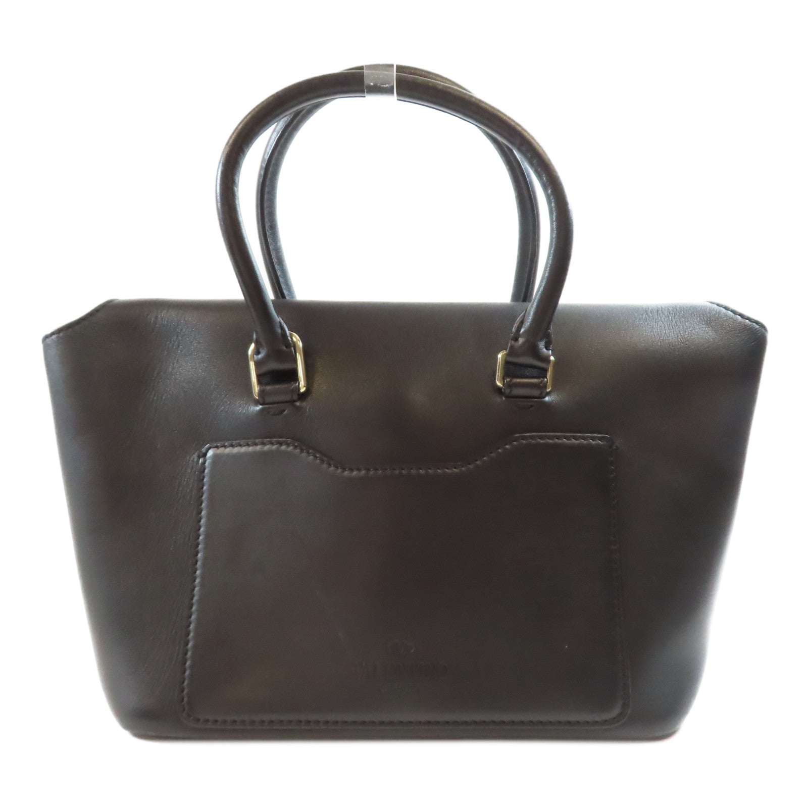Valentino 牛皮皮革Hand Bag金扣手挽肩背兩用袋黑色