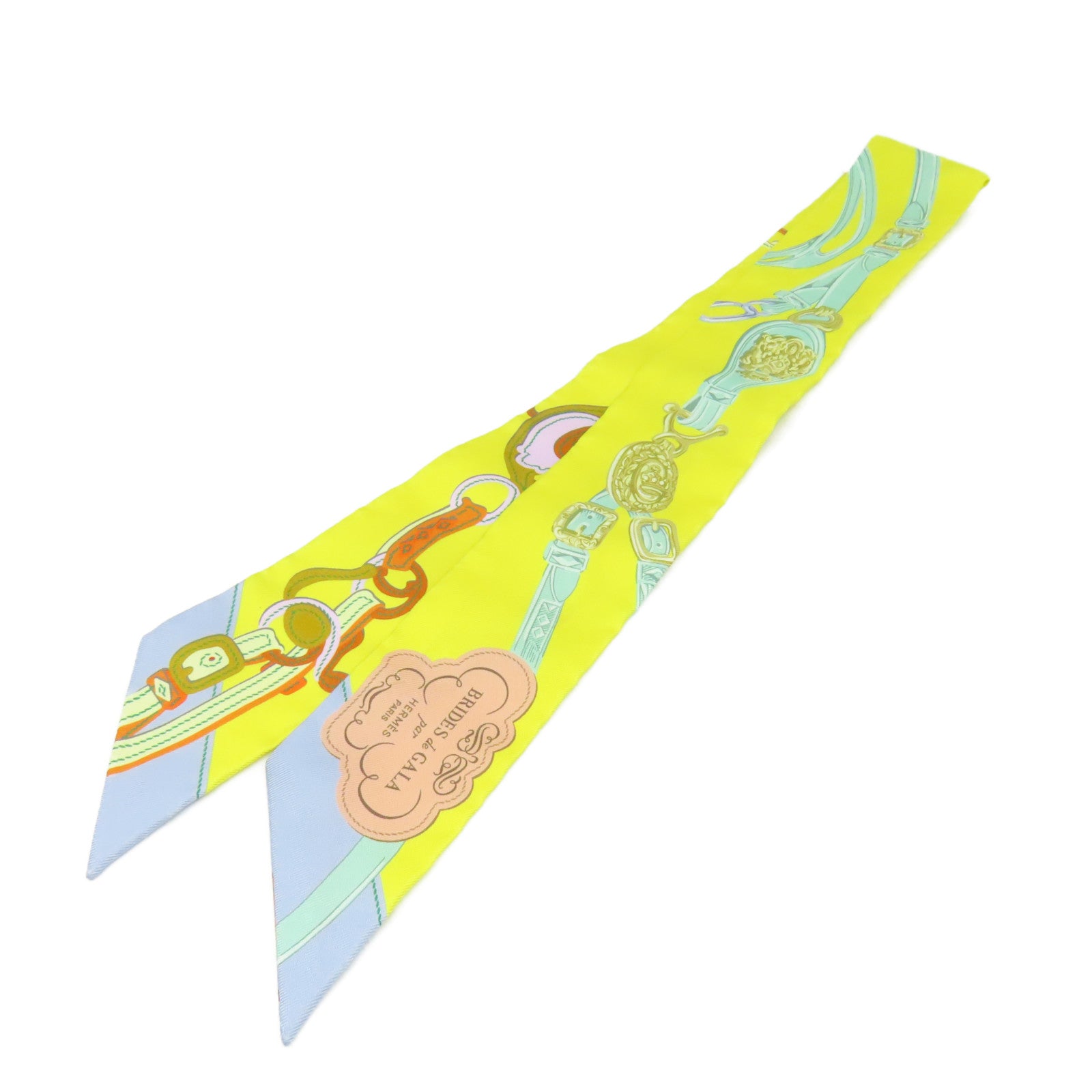 HERMES 【激減優惠】絲質Twilly Scarf絲巾黃色/綠色/彩色