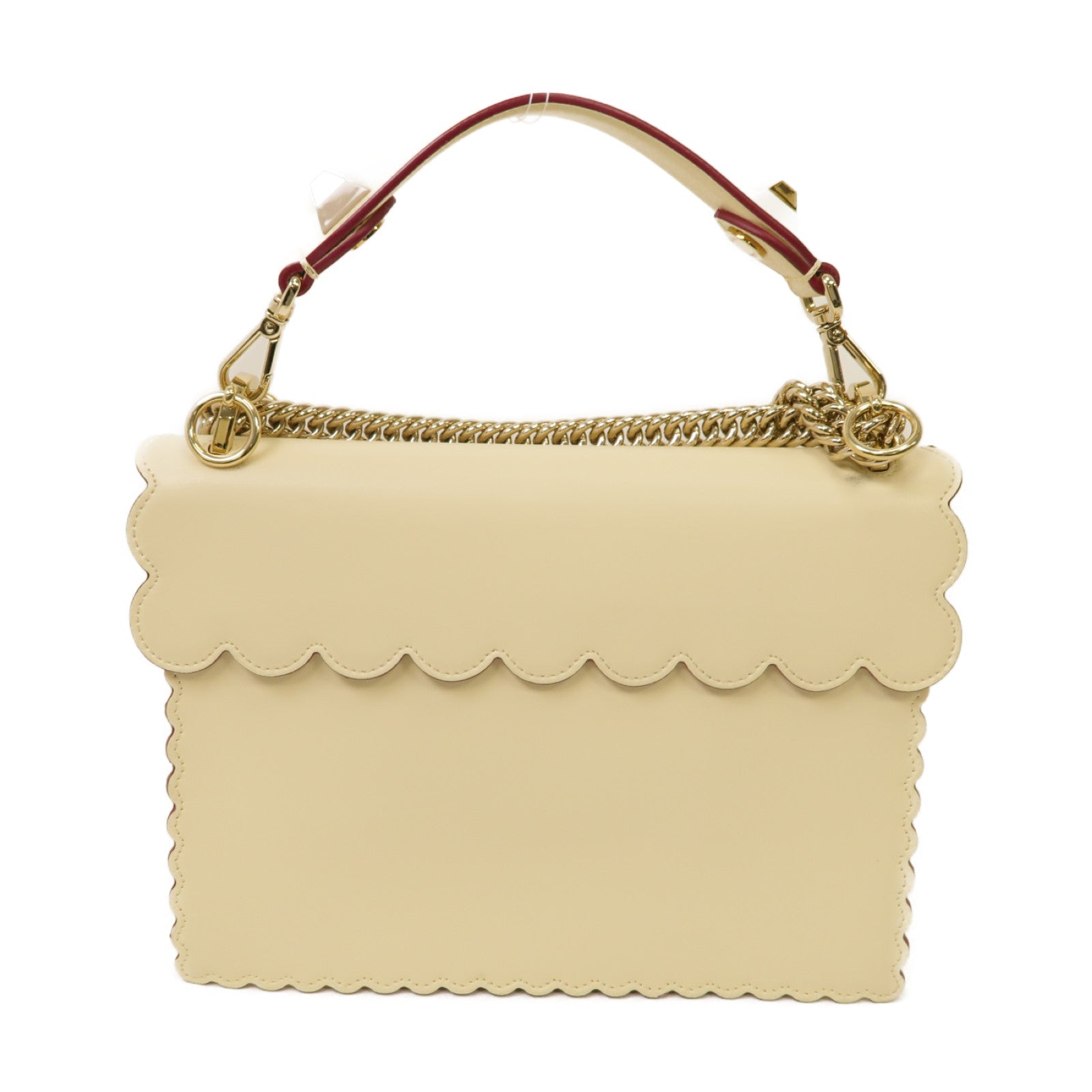 FENDI 【激減優惠】牛皮皮革Kan I金扣手挽肩背兩用袋米色