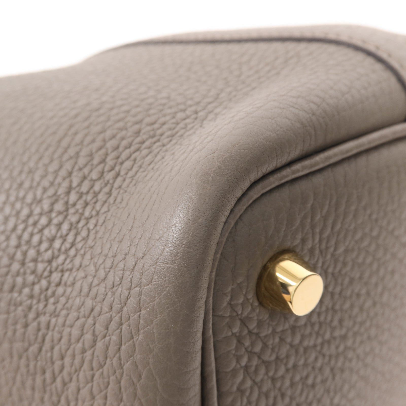 HERMES Clemence皮革Picotin PM金扣手挽袋Etain