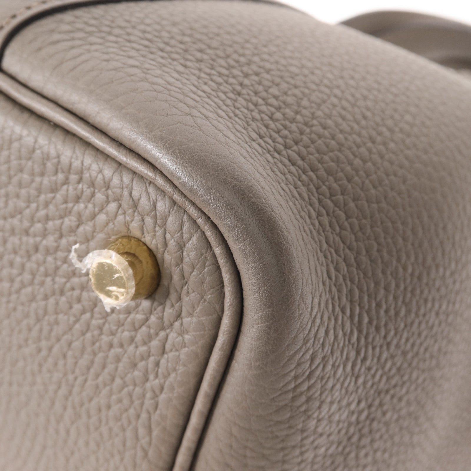 HERMES Clemence皮革Picotin PM金扣手挽袋Etain