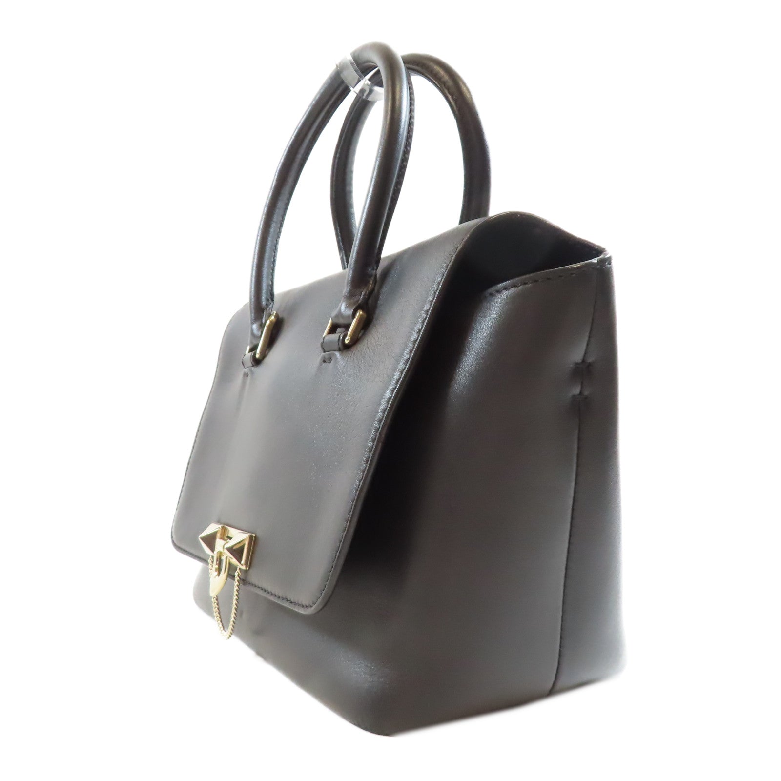 Valentino 牛皮皮革Hand Bag金扣手挽肩背兩用袋黑色