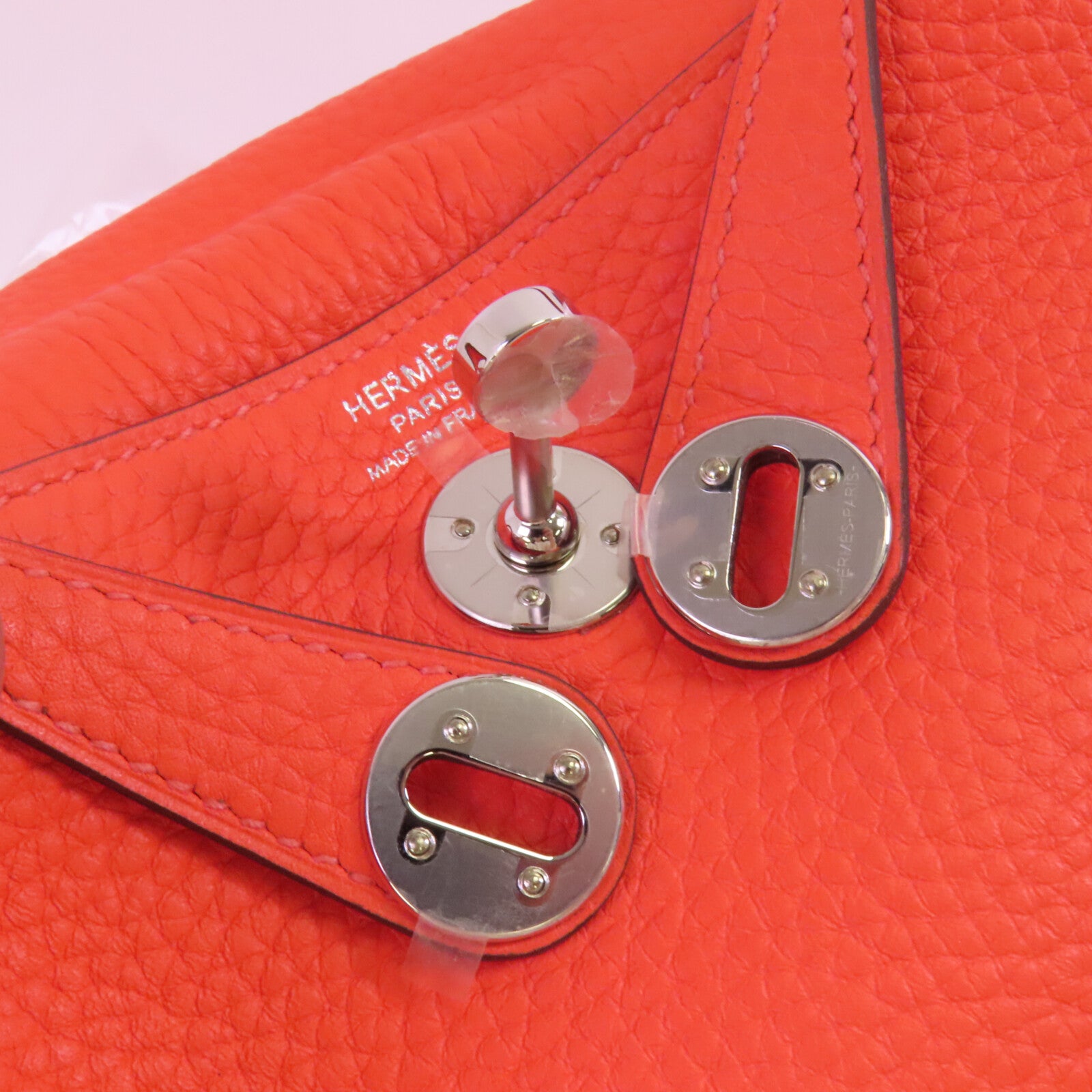 HERMES Clemence皮革Mini Lindy銀扣肩背袋