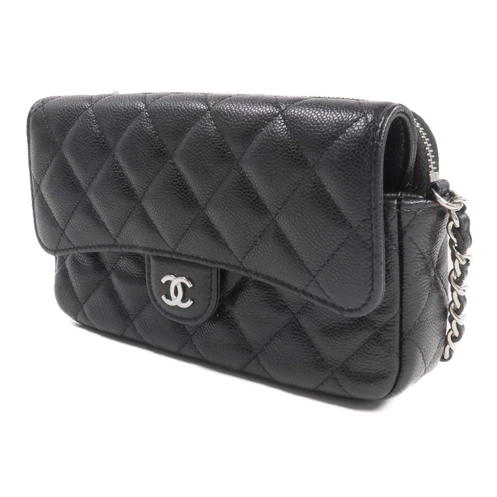 CHANEL 牛皮皮革WOC Wallet On Chain銀扣鏈帶肩背袋