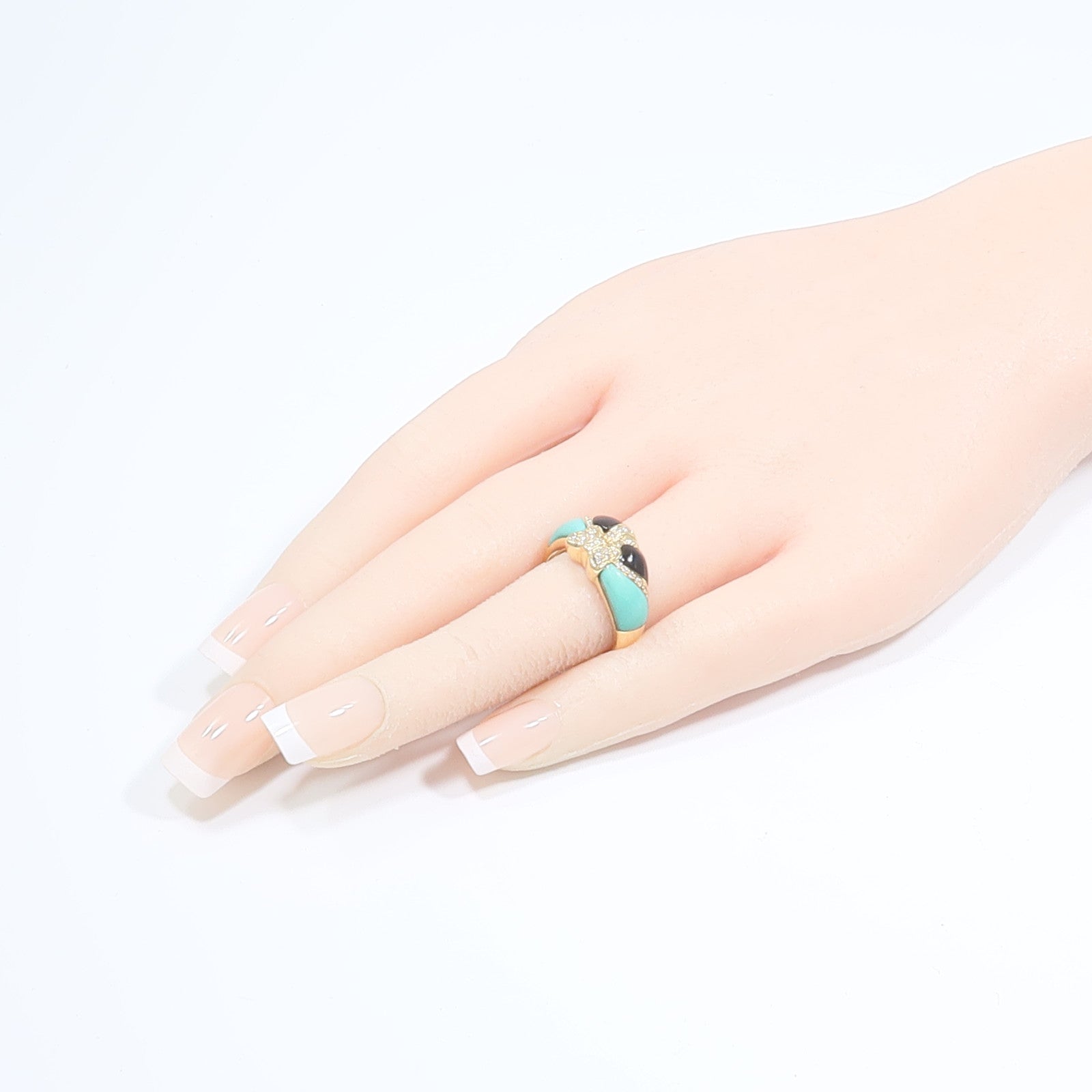 JEWELRY 18K黃金Turquoise Onyx Ring綠松石/黑瑪瑙戒指
