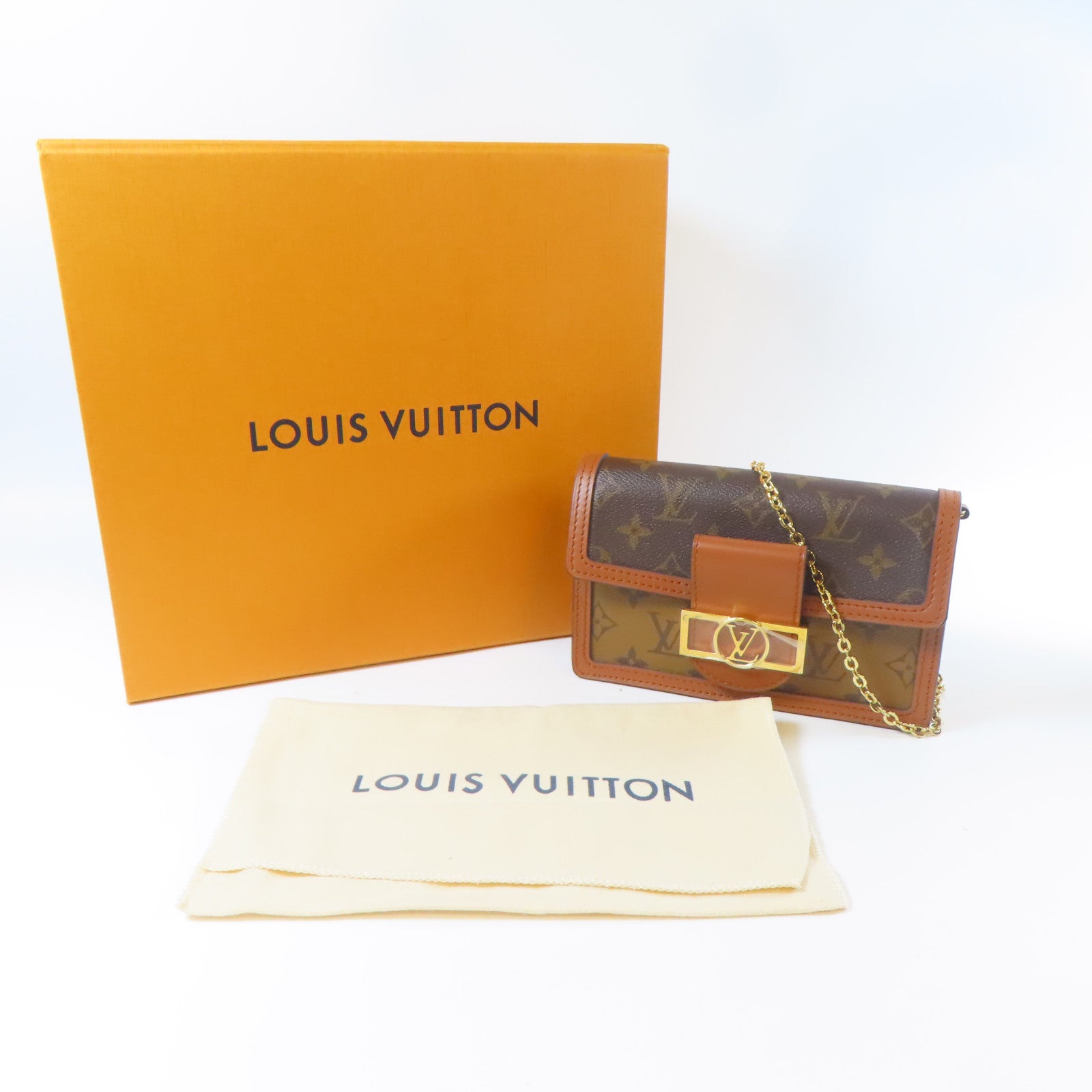 LOUIS VUITTON 【激減優惠】Monogram Dauphine Chain Wallet金扣鏈帶肩背袋啡色
