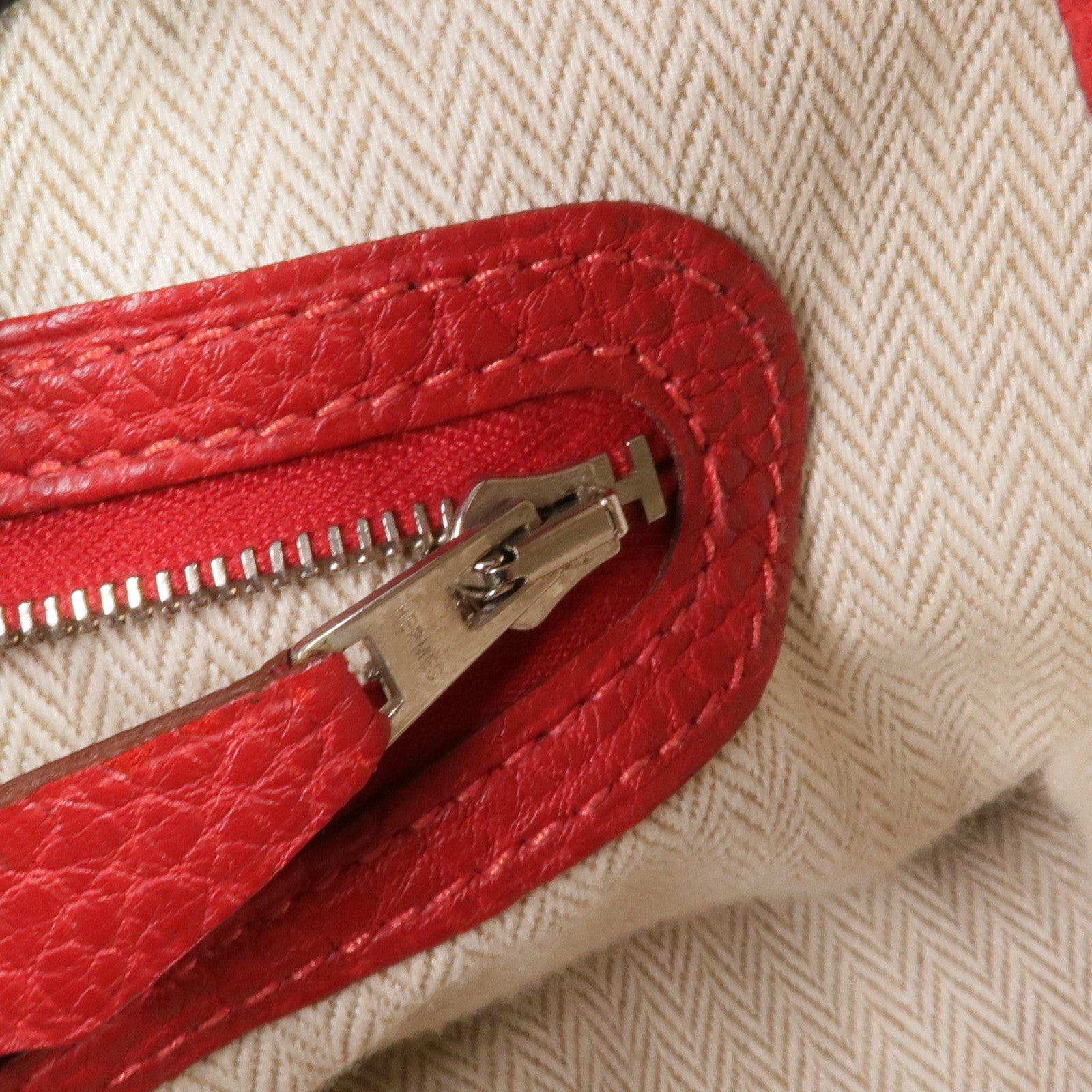 HERMES Negonda皮革Garden Party PM銀扣手挽袋Rouge Casaque