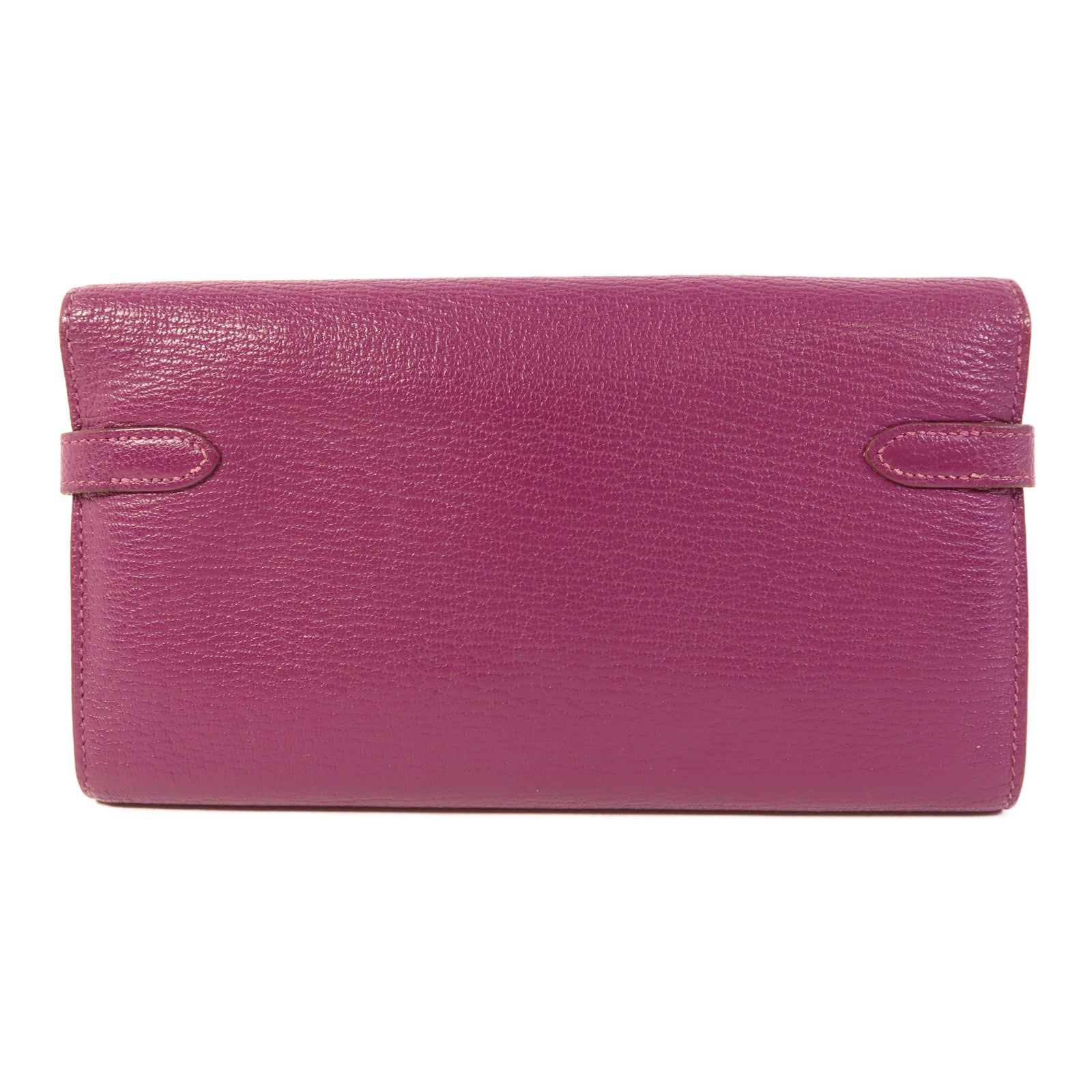 HERMES Chevre山羊皮革Kelly Long Wallet銀扣長錢包Cassis