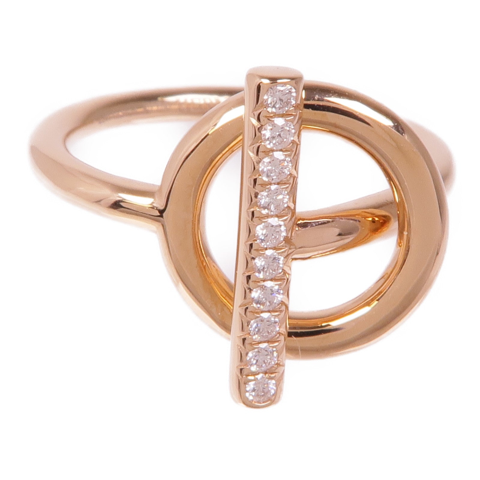 HERMES 18K玫瑰金Echappee Ring鑽石戒指Hermes#50 US#5.5