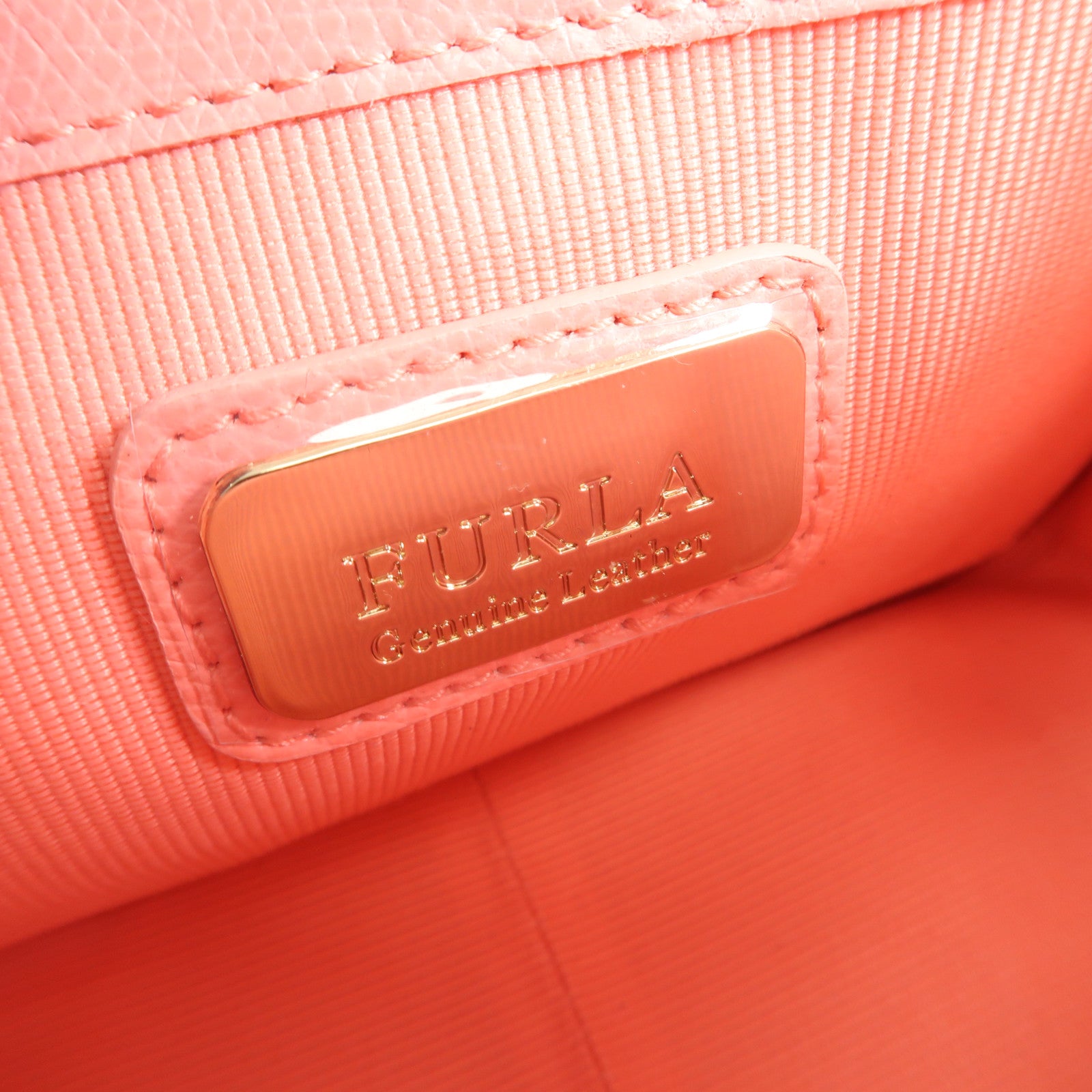 Furla 牛皮皮革Chain Shoulder金扣鏈帶肩背袋