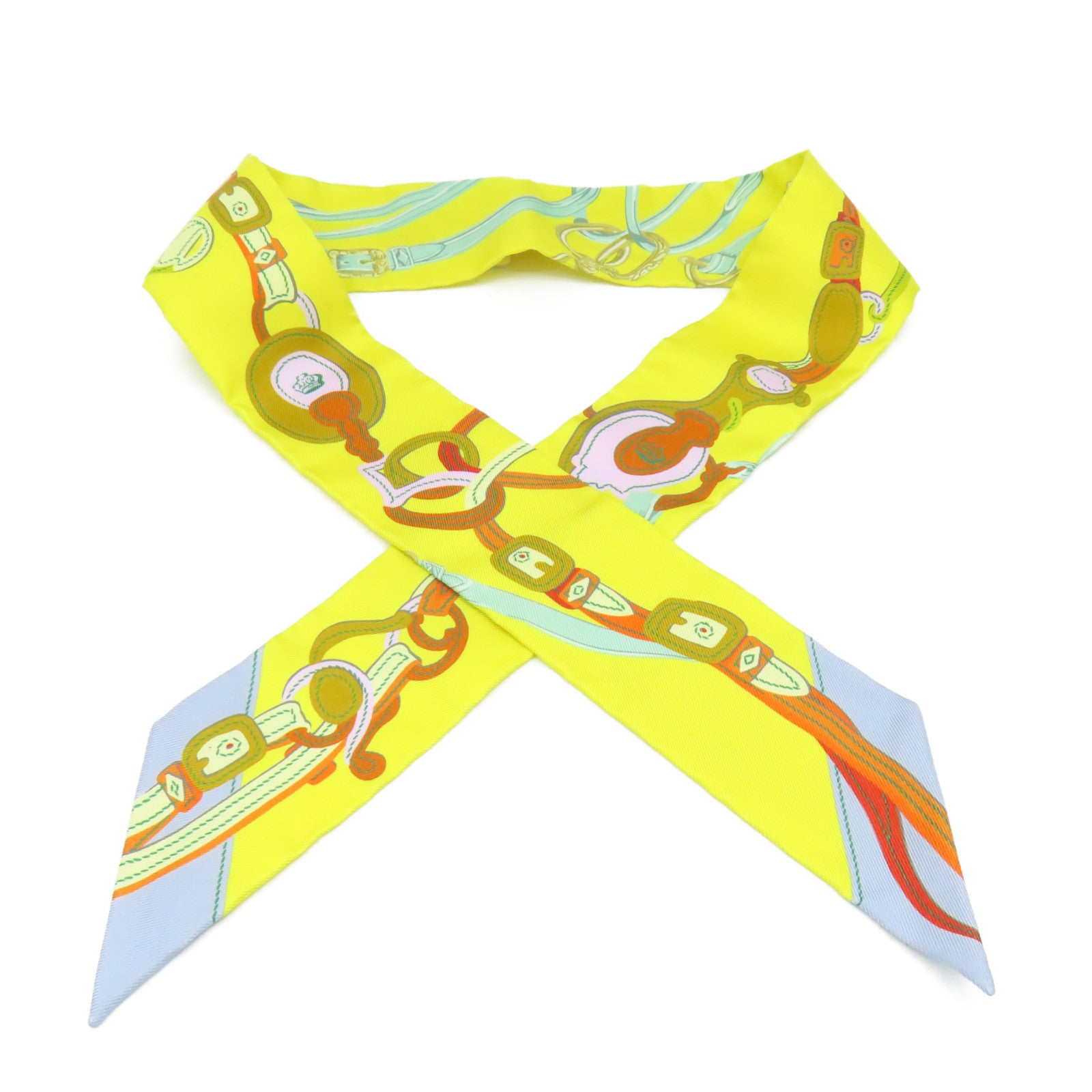 HERMES 【激減優惠】絲質Twilly Scarf絲巾黃色/綠色/彩色