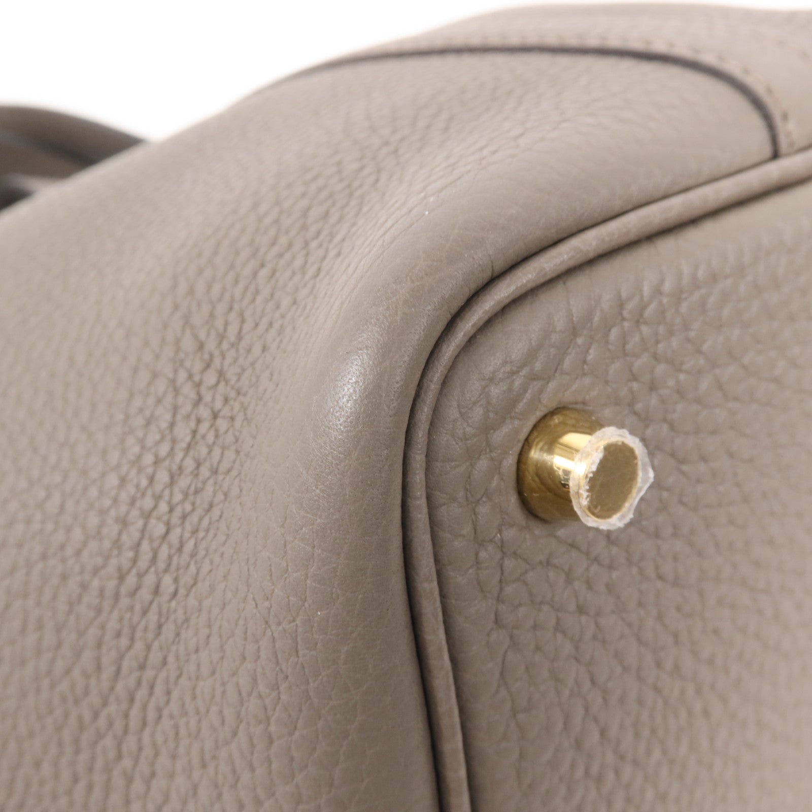 HERMES Clemence皮革Picotin PM金扣手挽袋Etain