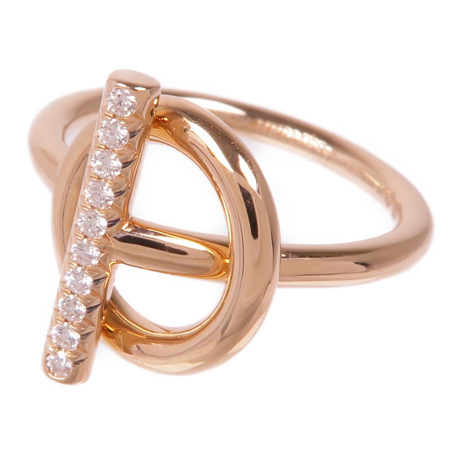 HERMES 18K玫瑰金Echappee Ring鑽石戒指Hermes#50 US#5.5