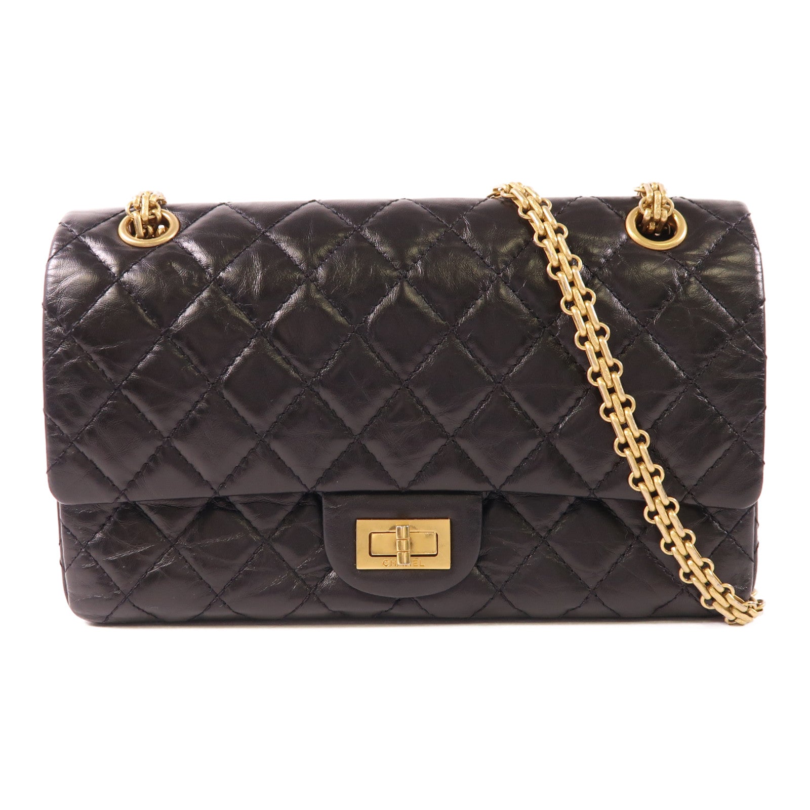 CHANEL 牛皮皮革2.55金扣鏈帶肩背袋