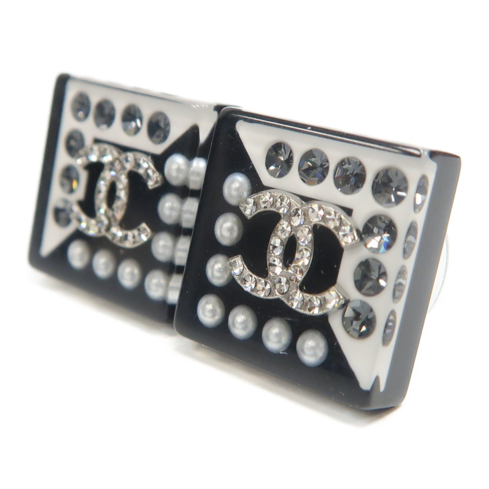 CHANEL PVC Earrings耳環黑色/白色
