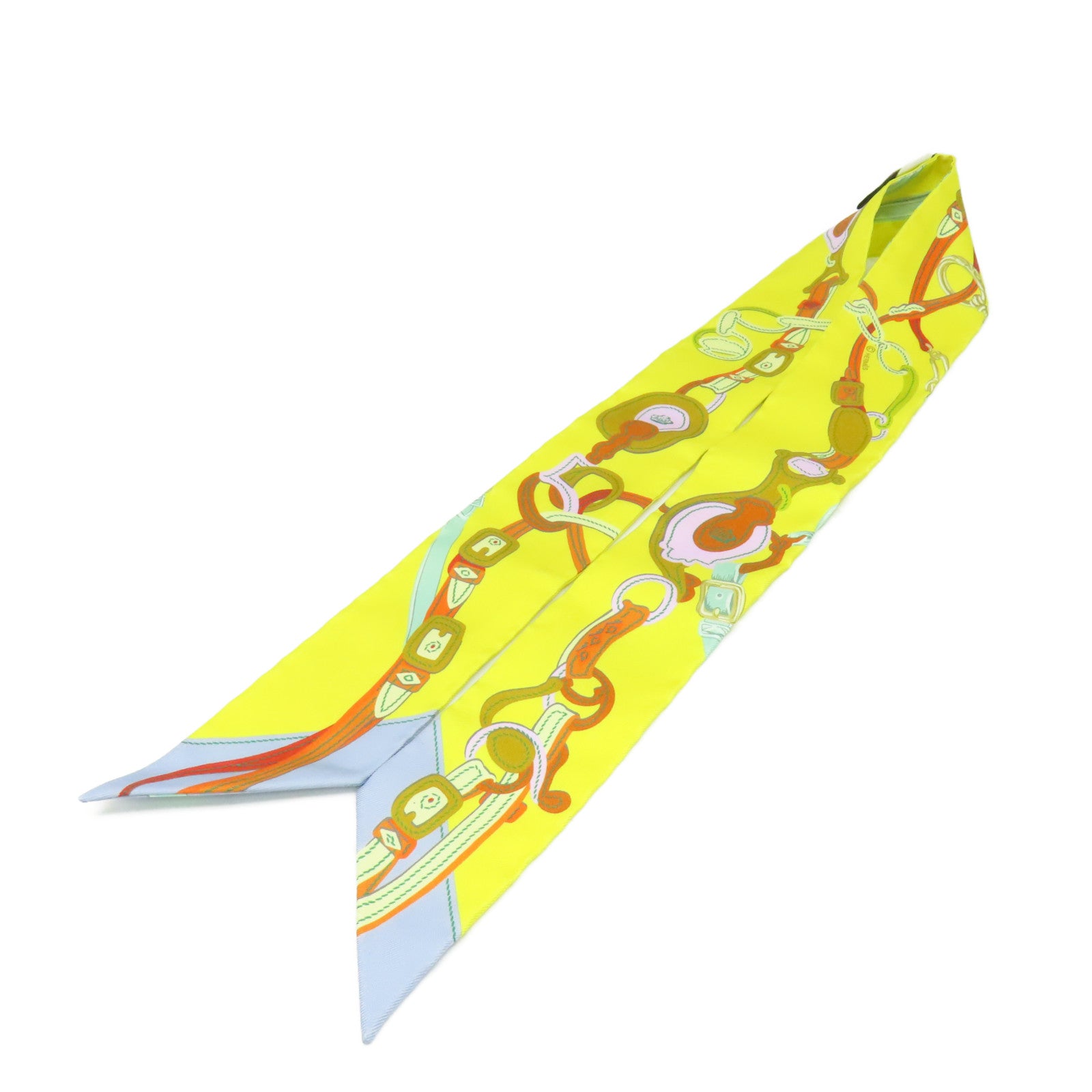 HERMES 【激減優惠】絲質Twilly Scarf絲巾黃色/綠色/彩色