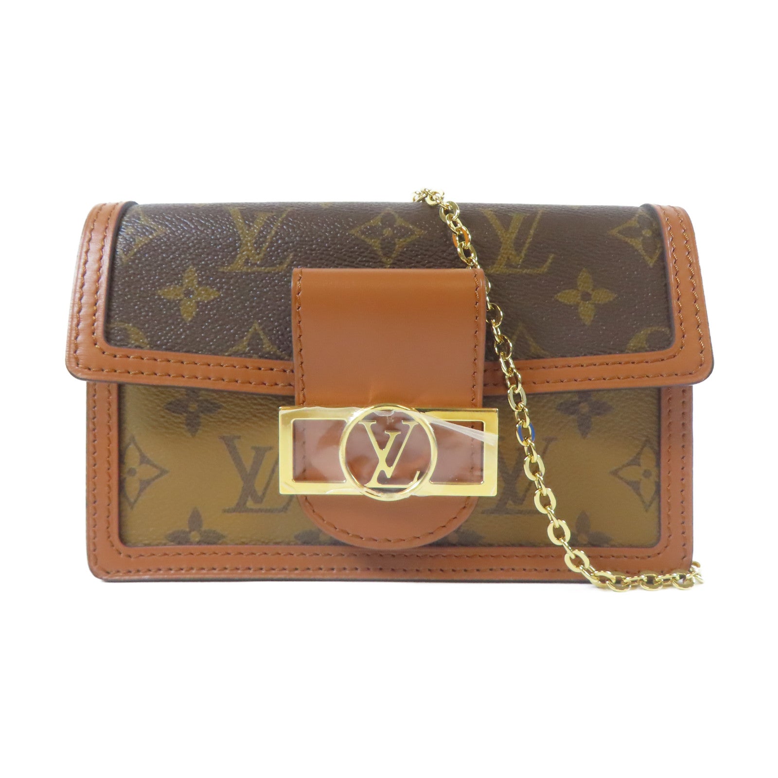 LOUIS VUITTON 【激減優惠】Monogram Dauphine Chain Wallet金扣鏈帶肩背袋啡色