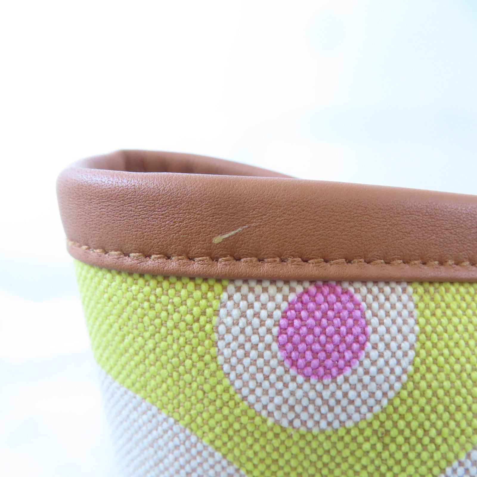 HERMES (PRICE DOWN) PHW Steeple 28 Tote Bag Shoulder Handbag Canvas Cuivre Brown Lime Ecru