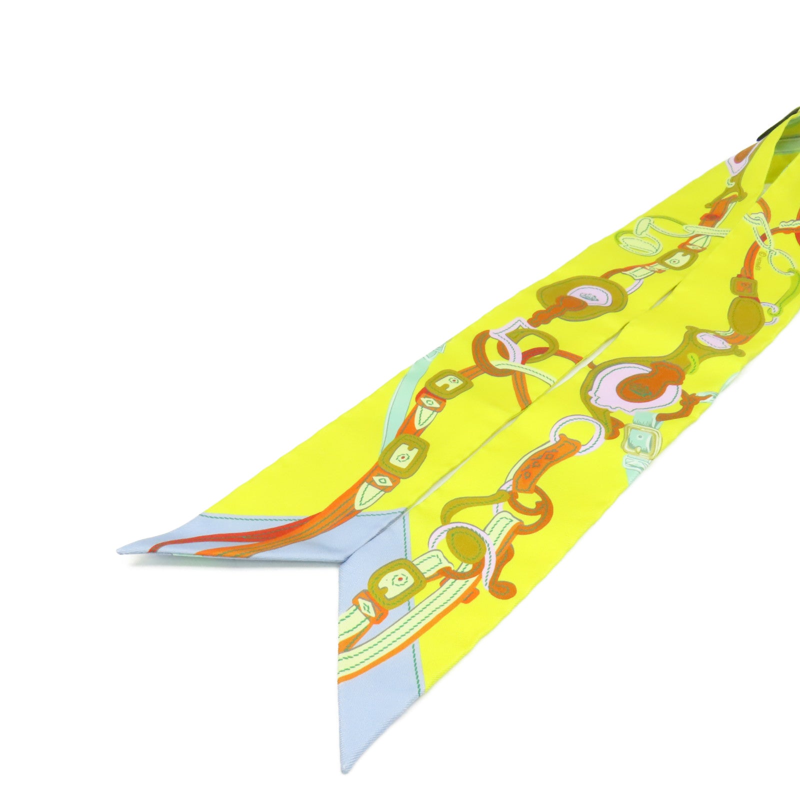 HERMES 【激減優惠】絲質Twilly Scarf絲巾黃色/綠色/彩色