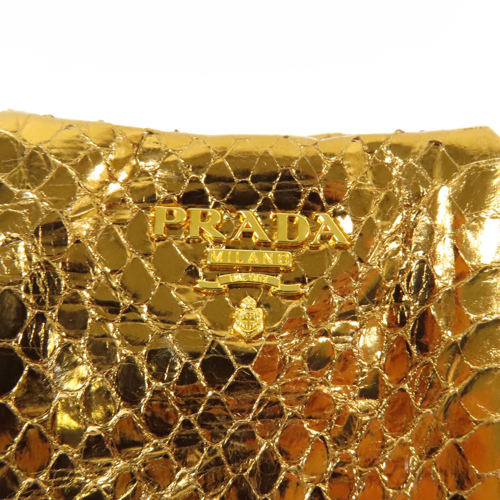 PRADA 【激減優惠】蛇皮皮革Pouch金扣手拿包