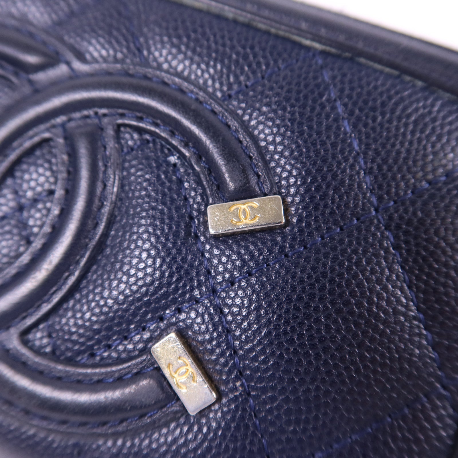 CHANEL 牛皮皮革Zipper Wallet金扣錢包