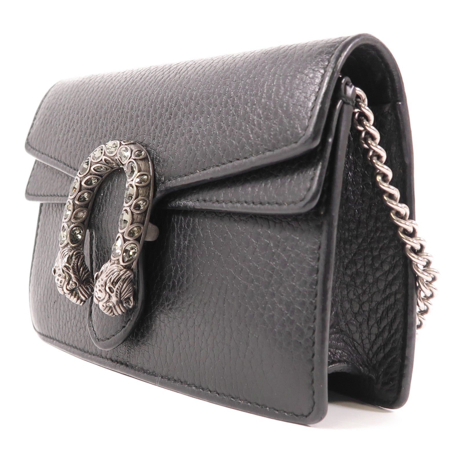 GUCCI GG SHW Dionysus Chain Shoulder Bag 476432 Calfskin Leather Black