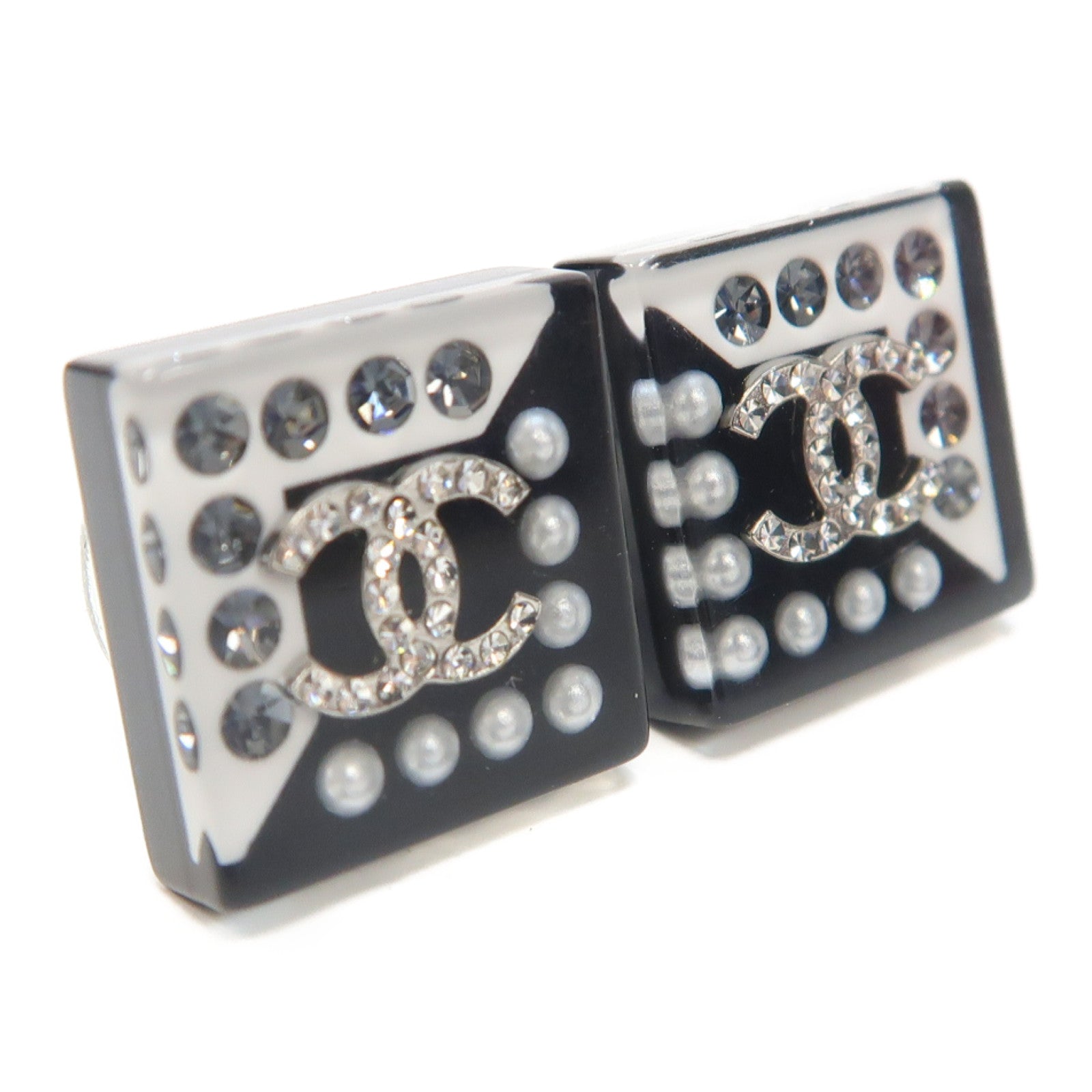CHANEL PVC Earrings耳環黑色/白色