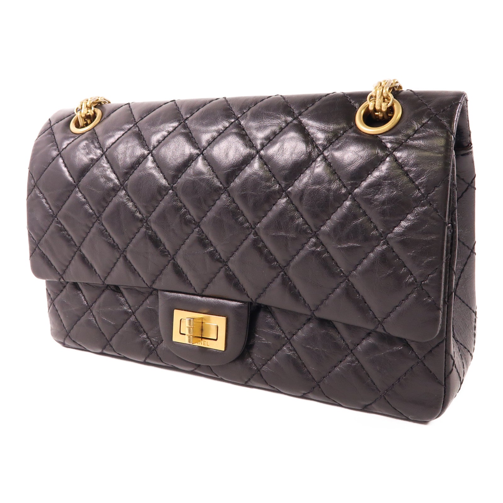 CHANEL 牛皮皮革2.55金扣鏈帶肩背袋