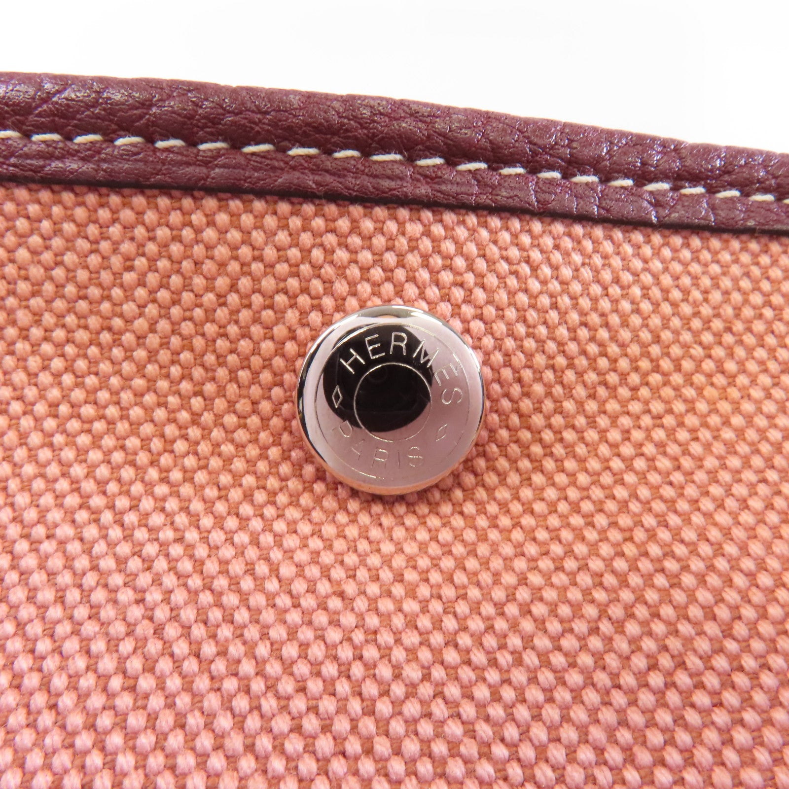 HERMES (PRICE DOWN) PHW Garden Party PM Tote Shoulder Bag Canvas Pink