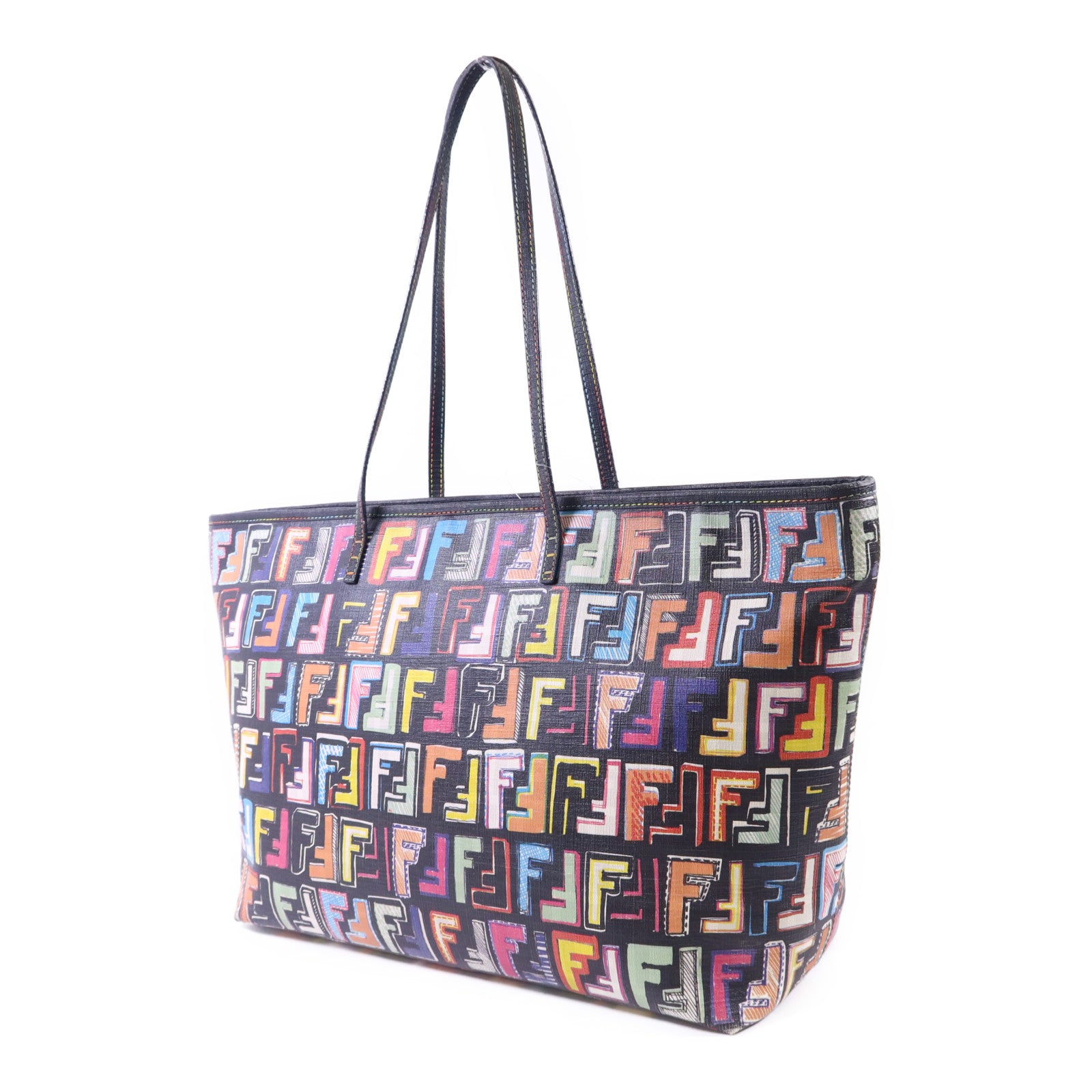 FENDI 塗層帆布Shoulder Tote金扣肩背袋/手挽袋