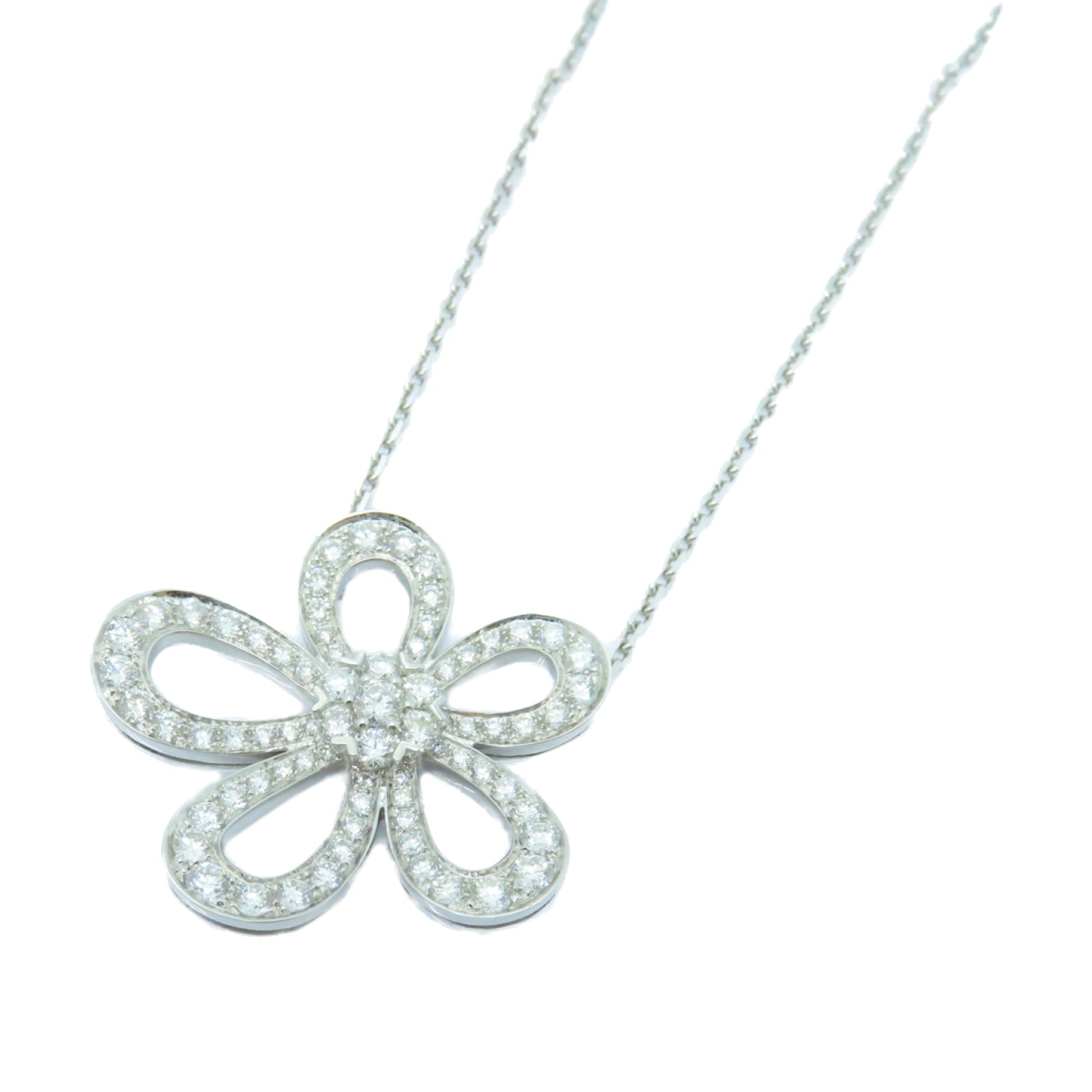 Van Cleef & Arpels 【激減優惠】18K白金Flower Pendant 2.37ct鑽石項鍊銀色