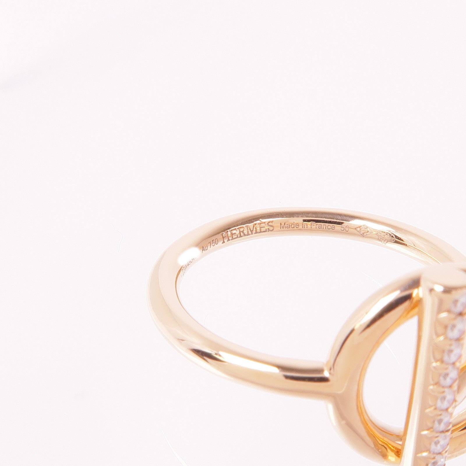 HERMES 18K玫瑰金Echappee Ring鑽石戒指Hermes#50 US#5.5