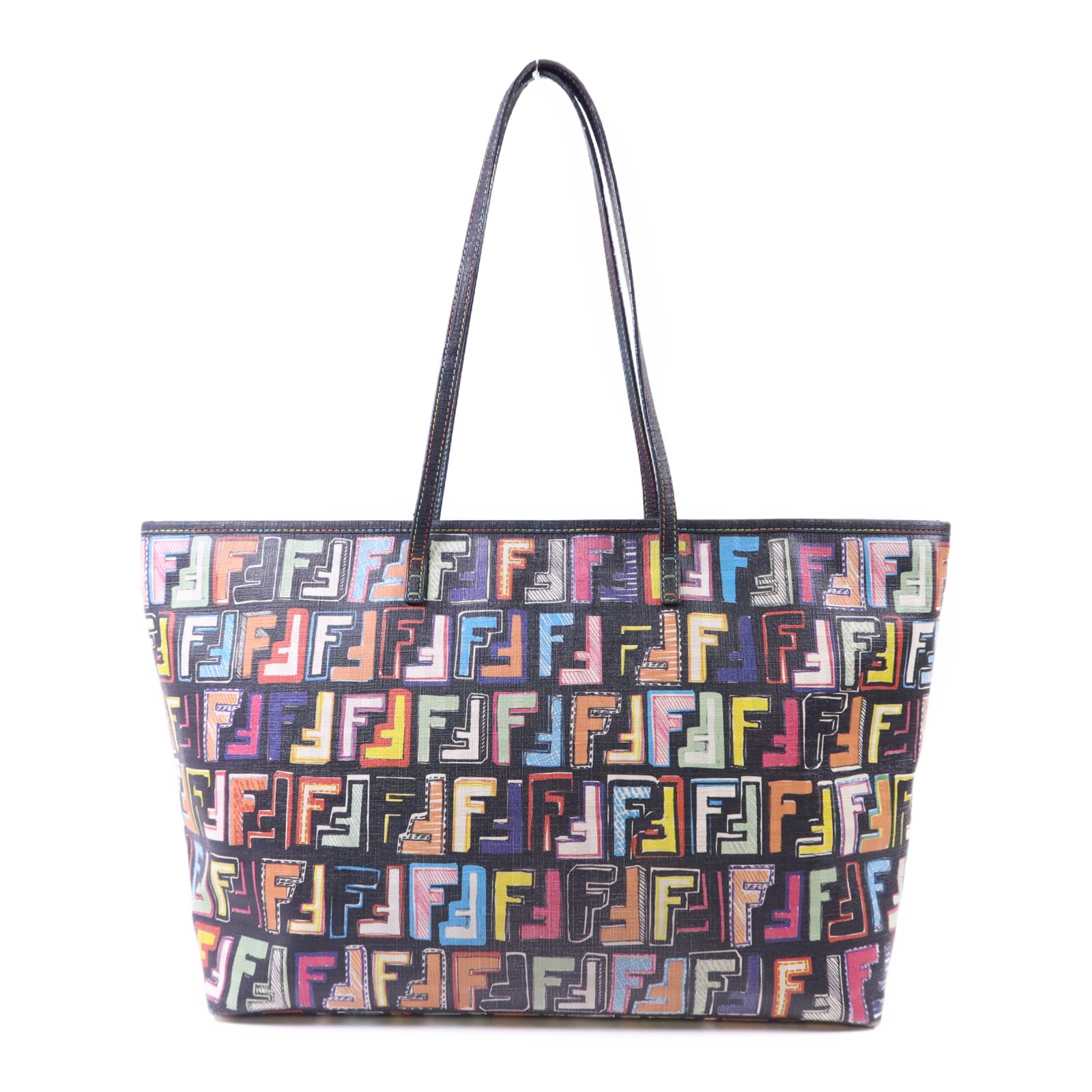 FENDI 塗層帆布Shoulder Tote金扣肩背袋/手挽袋