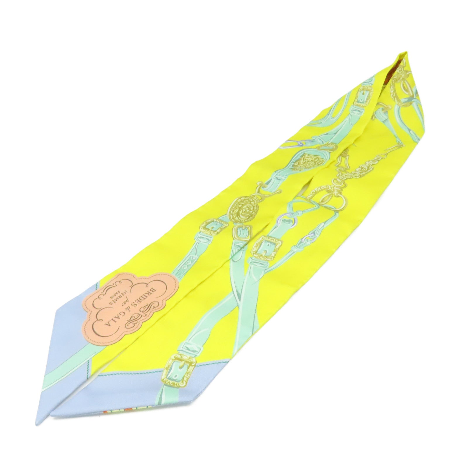 HERMES 【激減優惠】絲質Twilly Scarf絲巾黃色/綠色/彩色