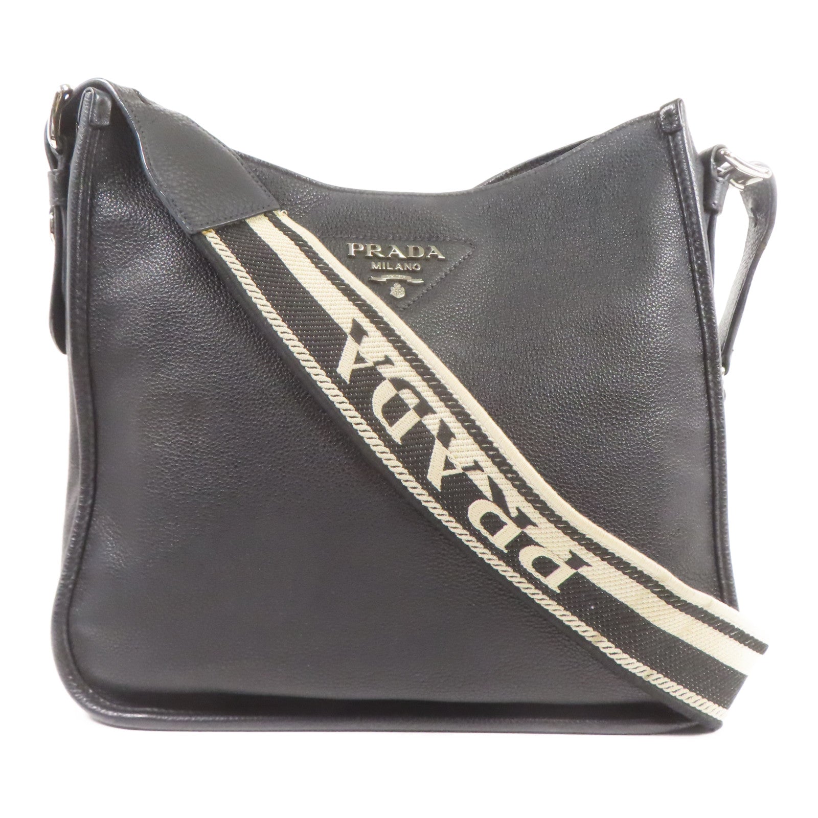 PRADA 皮革Shoulder Bag銀扣肩背袋