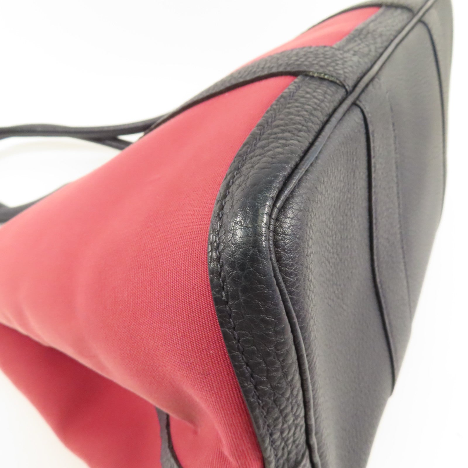 HERMES PHW Garden Party PM Tote Bag Canvas Red/Black
