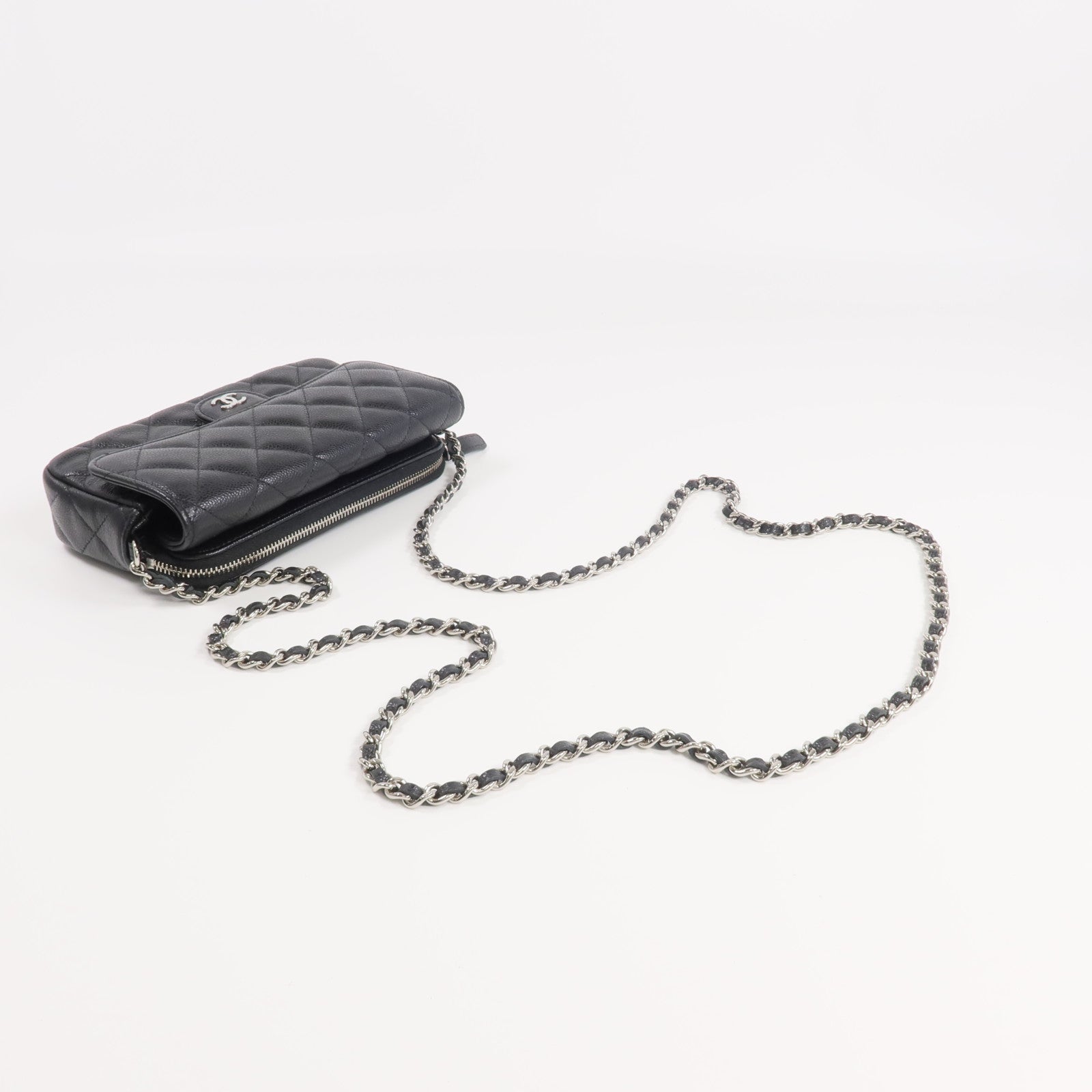 CHANEL 牛皮皮革WOC Wallet On Chain銀扣鏈帶肩背袋