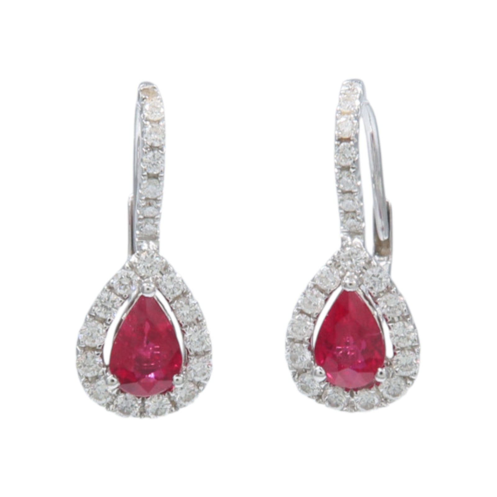 JEWELRY 18K白金Ruby Diamond Earrings紅寶石/鑽石耳環