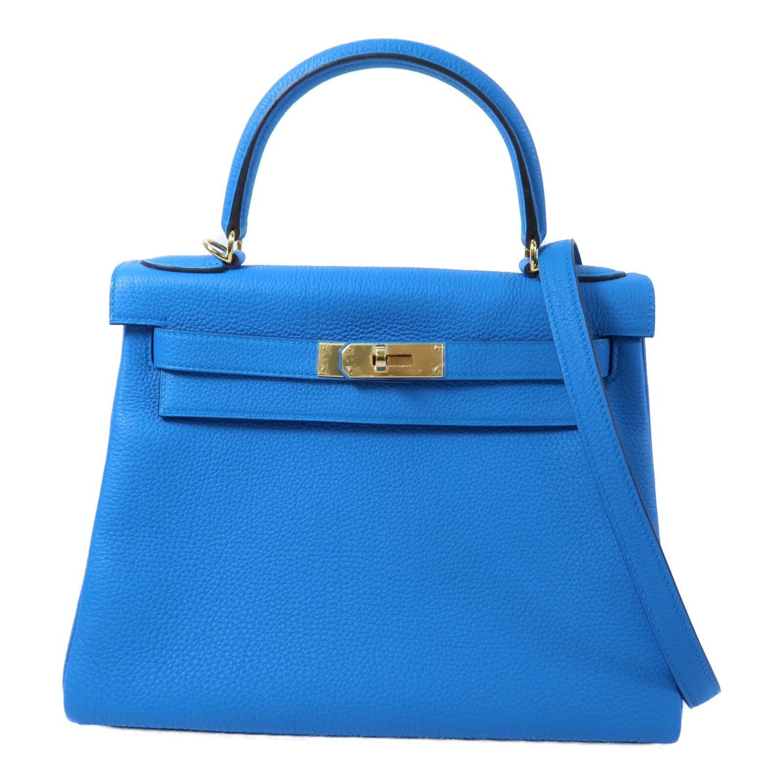 HERMES Togo皮革Kelly 28手挽肩背兩用袋Bleu Zanzibar