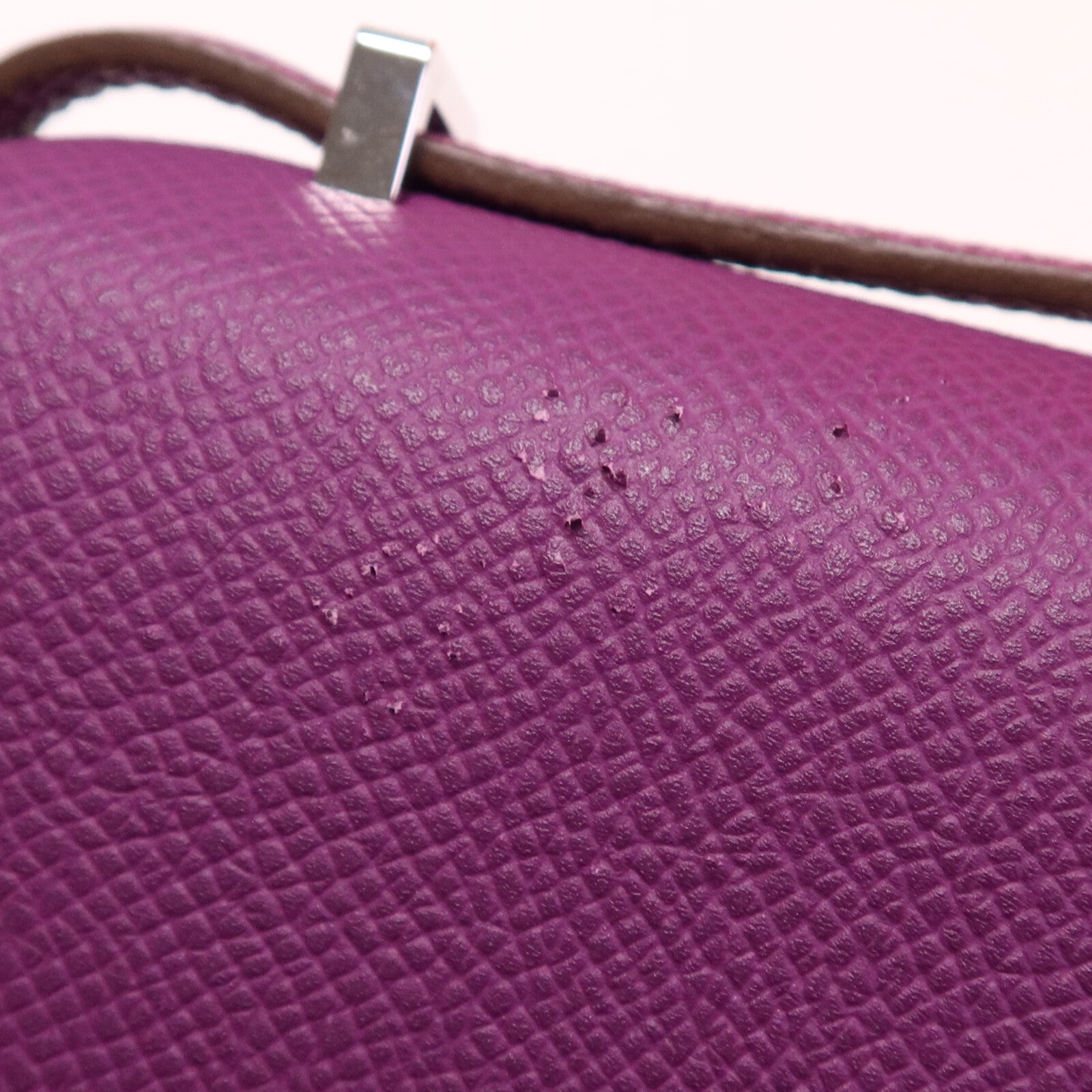 HERMES Epsom皮革Constance Mini銀扣手挽肩背兩用袋Anemone