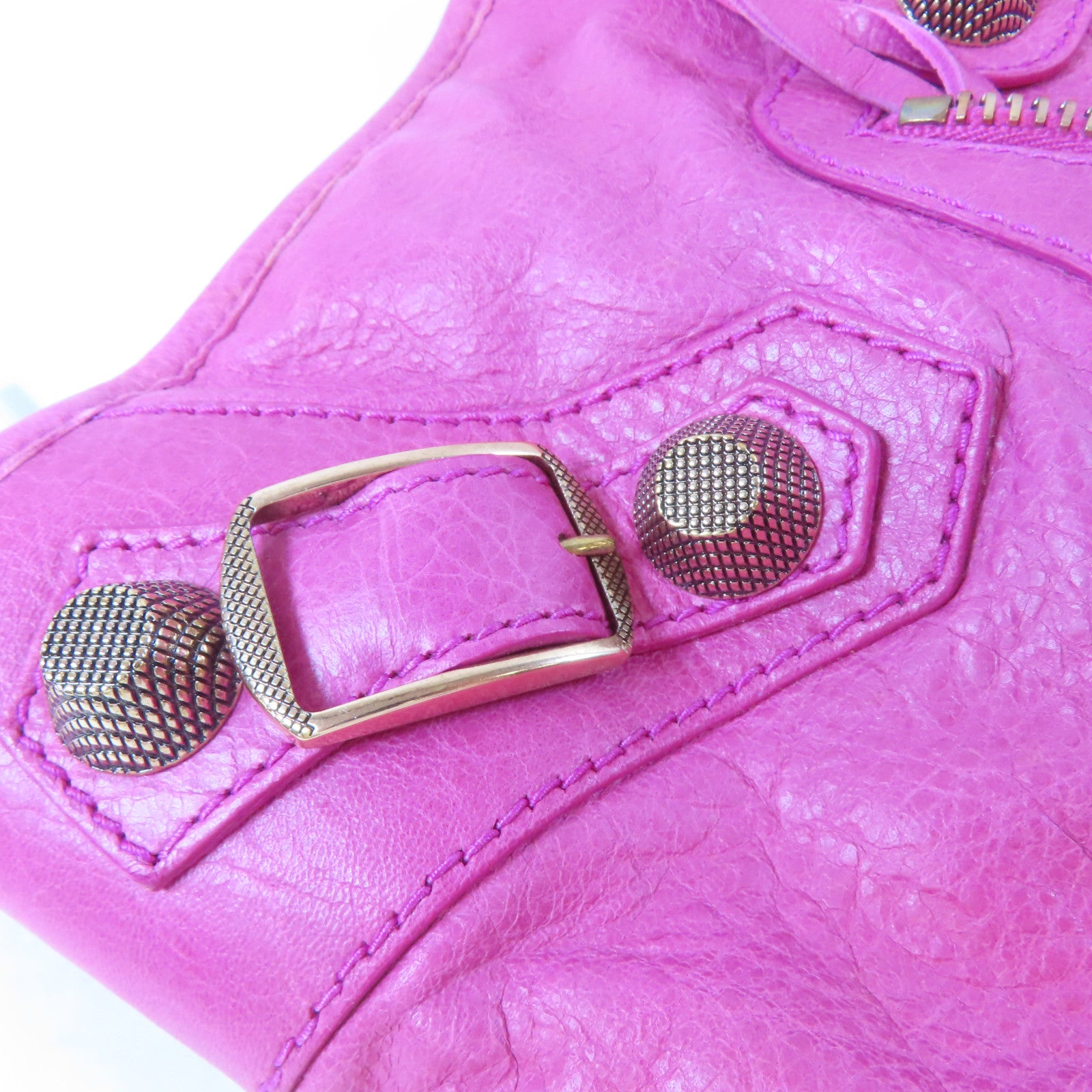 BALENCIAGA 羊皮皮革Classic City金扣手挽肩背兩用袋桃紅色