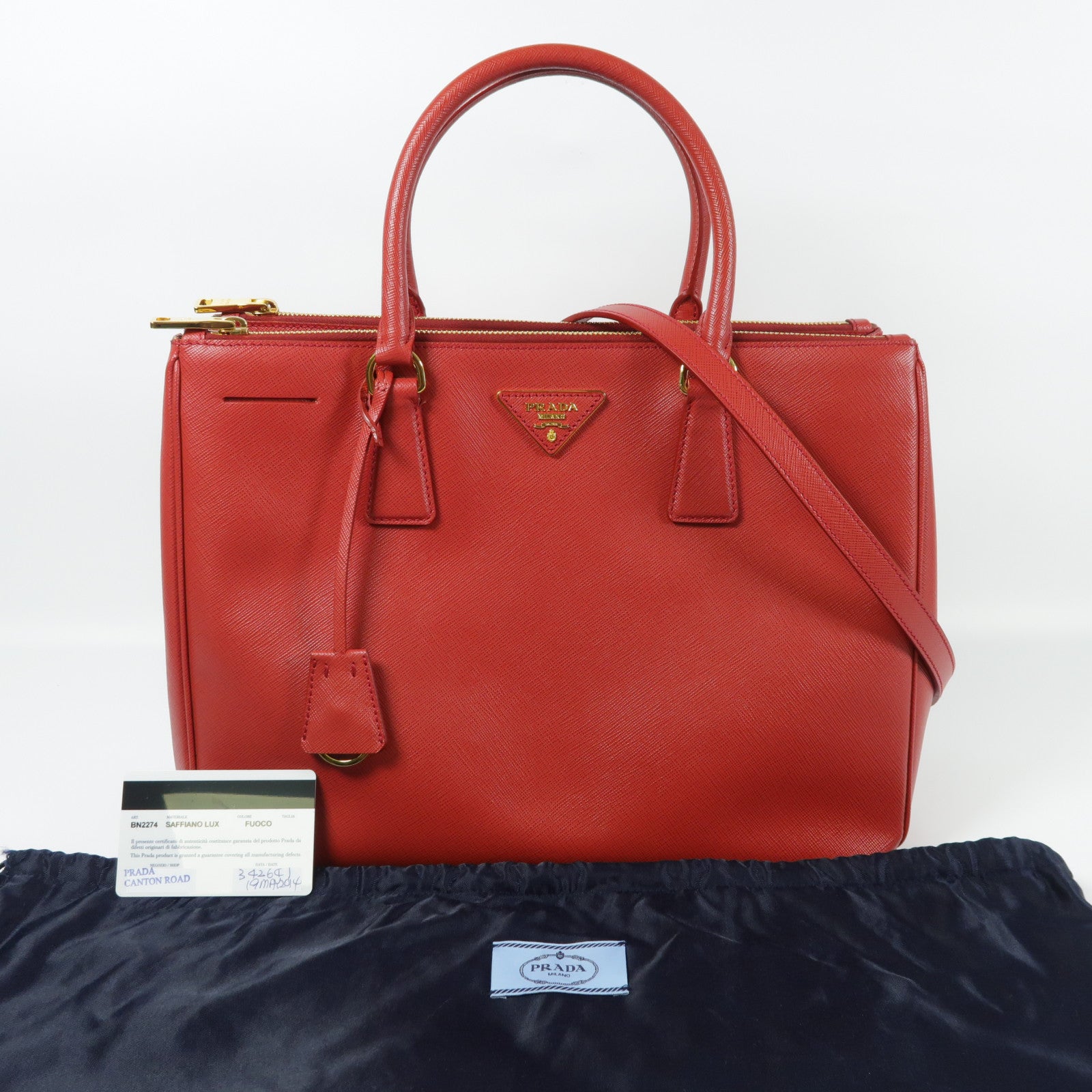 PRADA 牛皮皮革Galleria金扣手挽肩背兩用袋