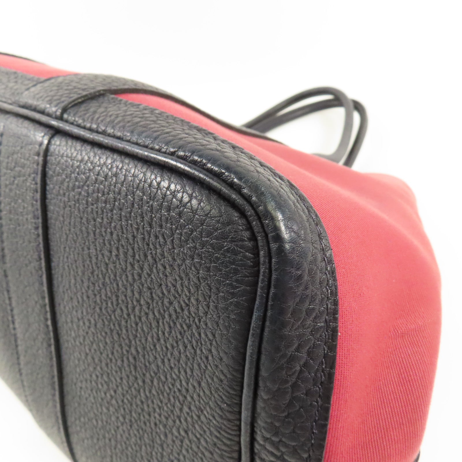 HERMES PHW Garden Party PM Tote Bag Canvas Red/Black