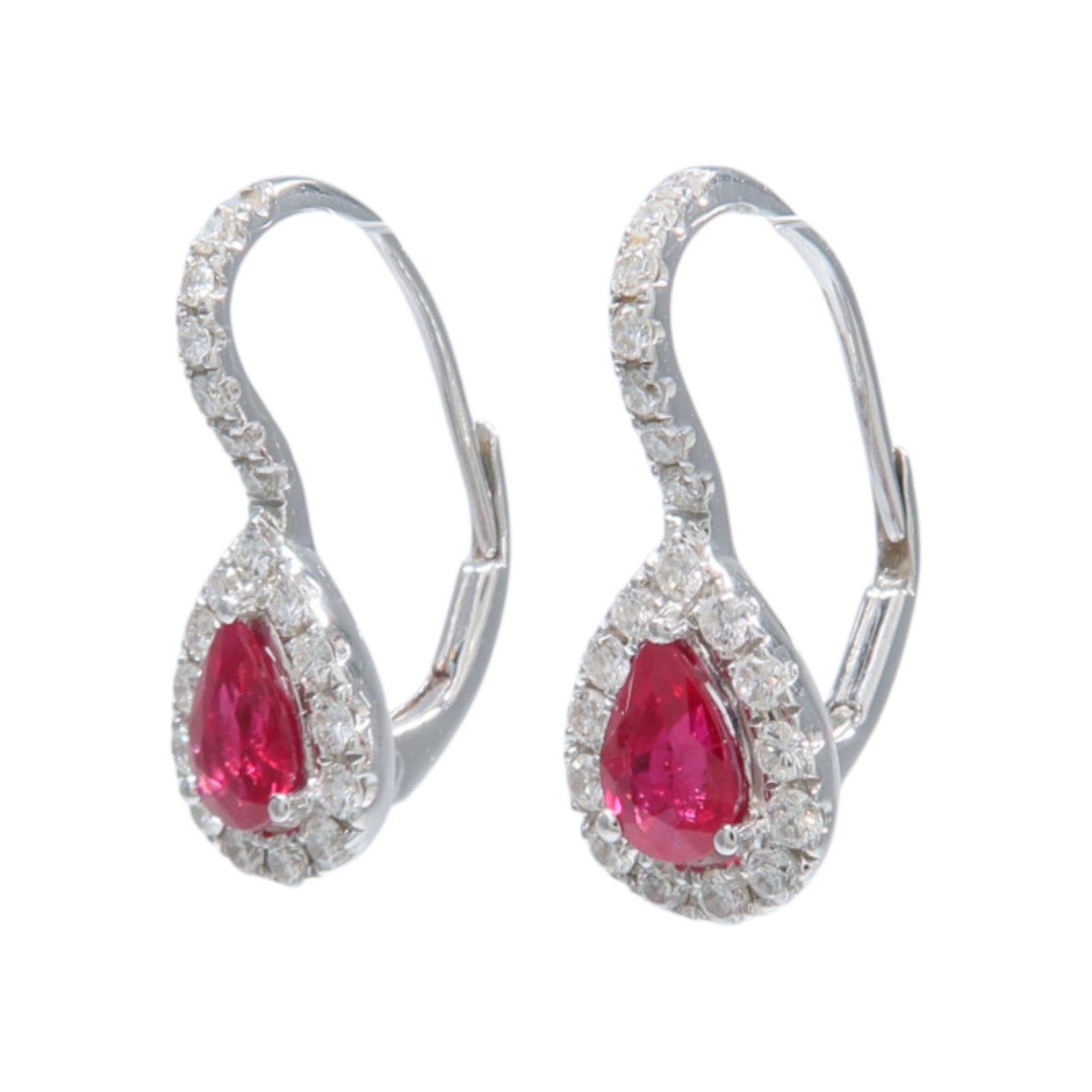 JEWELRY 18K白金Ruby Diamond Earrings紅寶石/鑽石耳環
