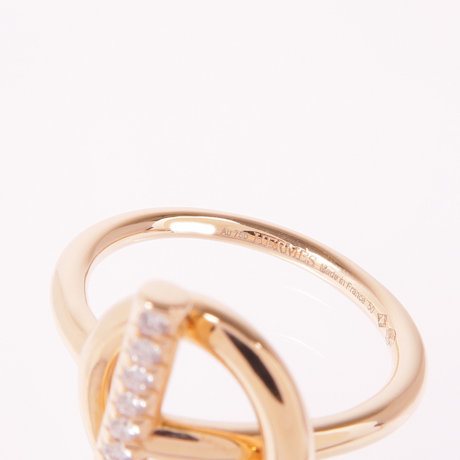 HERMES 18K玫瑰金Echappee Ring鑽石戒指Hermes#50 US#5.5