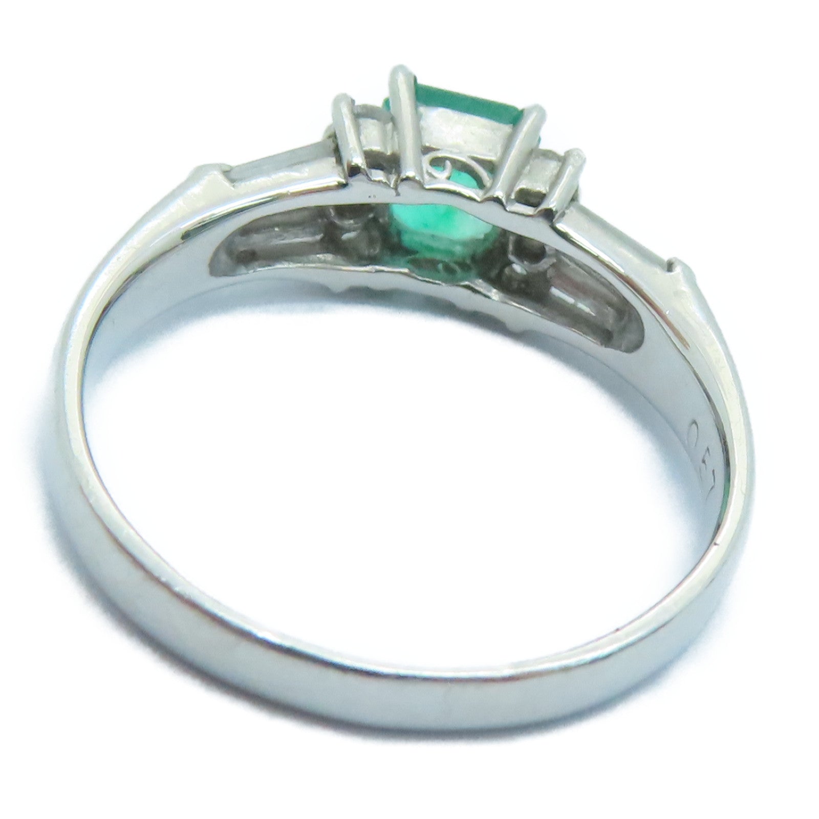 JEWELRY PT900铂金Emerald Diamond Ring0.57ct绿宝石/0.37ct钻石戒指US#6