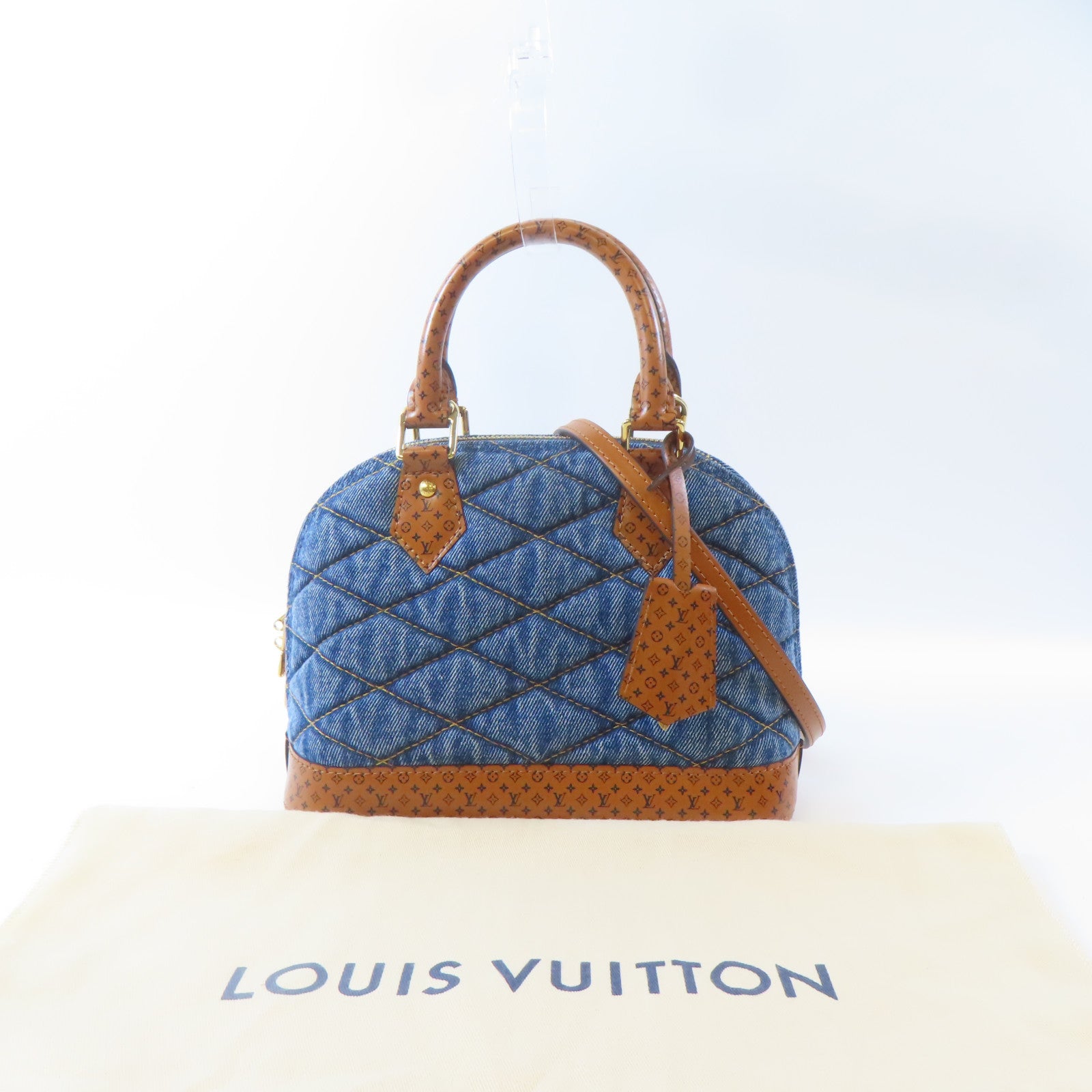 LOUIS VUITTON 【激減優惠】Monogram Denim Alma BB金扣手挽肩背兩用袋藍色/啡色
